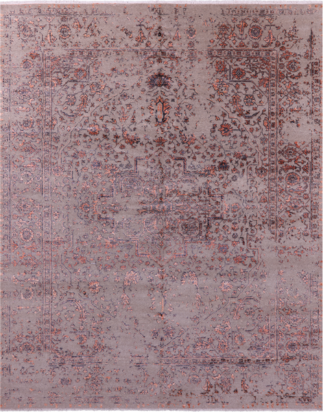 Modern Hand Knotted Wool & Silk Rug - 8' 0" X 10' 2"