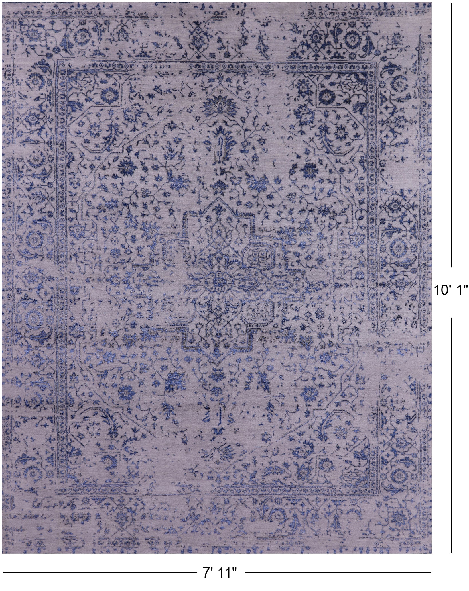 Grey Modern Handmade Wool & Silk Rug - 7' 11" X 10' 1" - Golden Nile