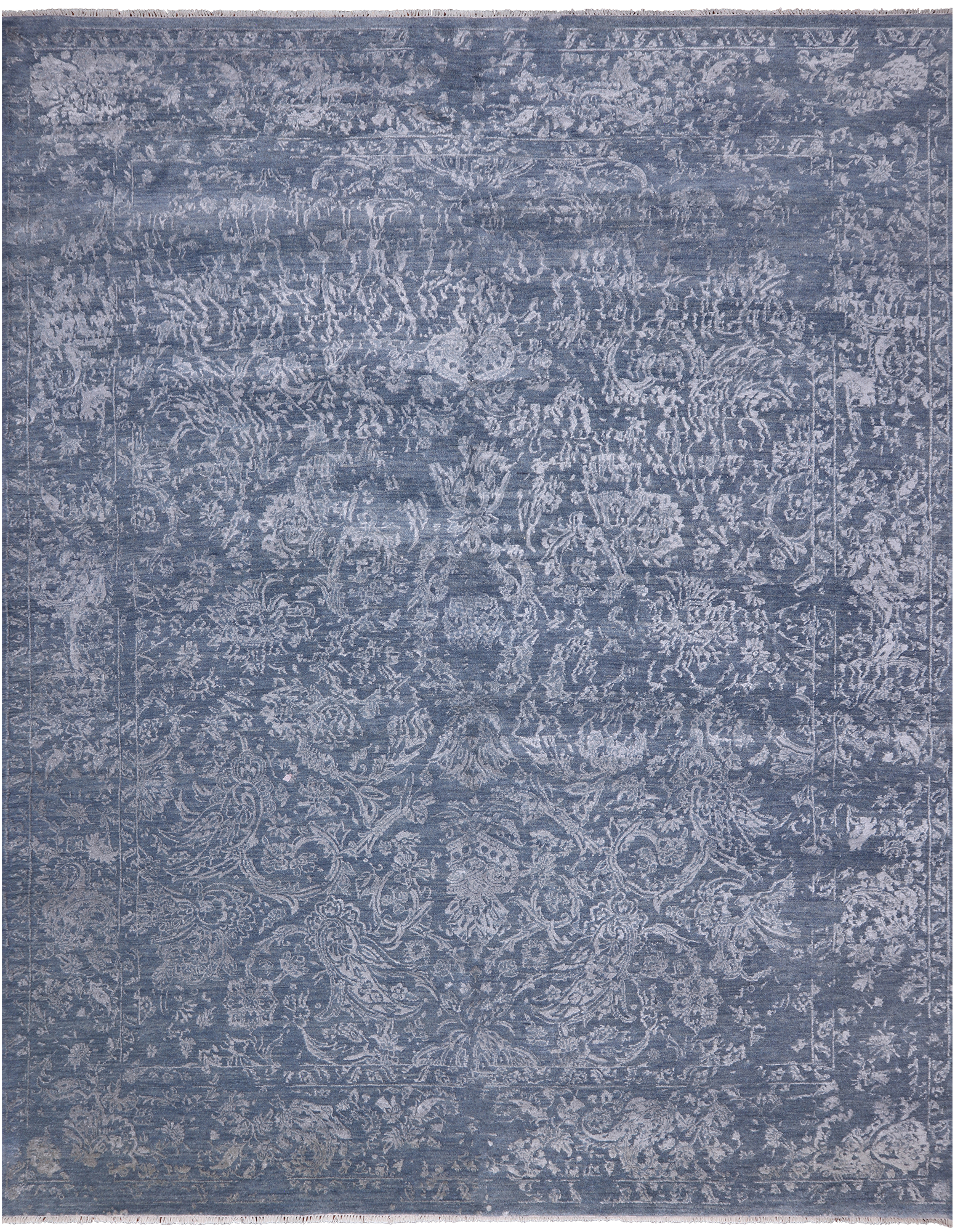 SUPER SALE Grey Modern Handmade Wool & Silk Rug - 8' 1" X 10' 1"