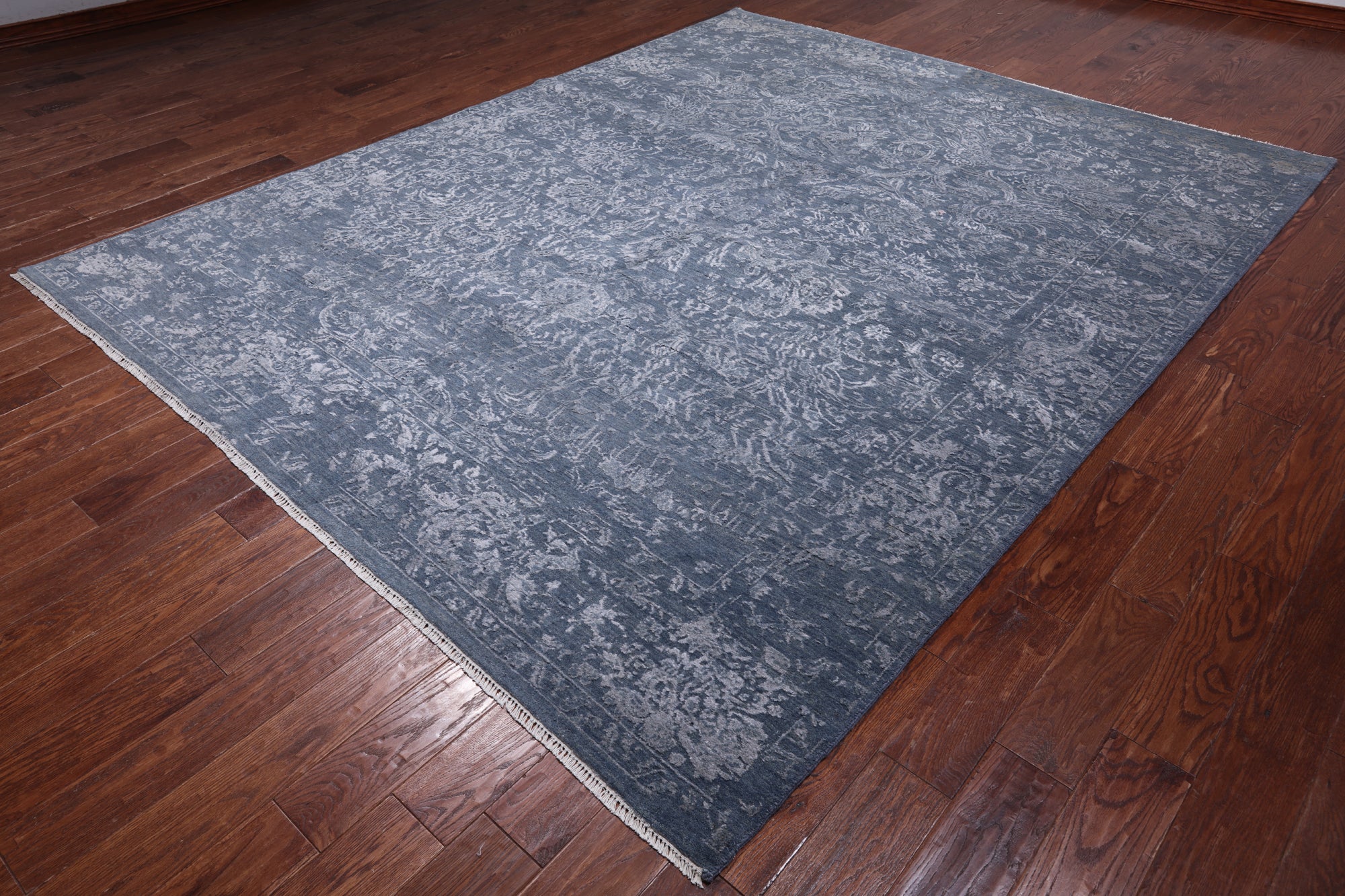 SUPER SALE Grey Modern Handmade Wool & Silk Rug - 8' 1" X 10' 1"