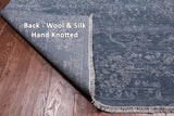 SUPER SALE Grey Modern Handmade Wool & Silk Rug - 8' 1" X 10' 1"