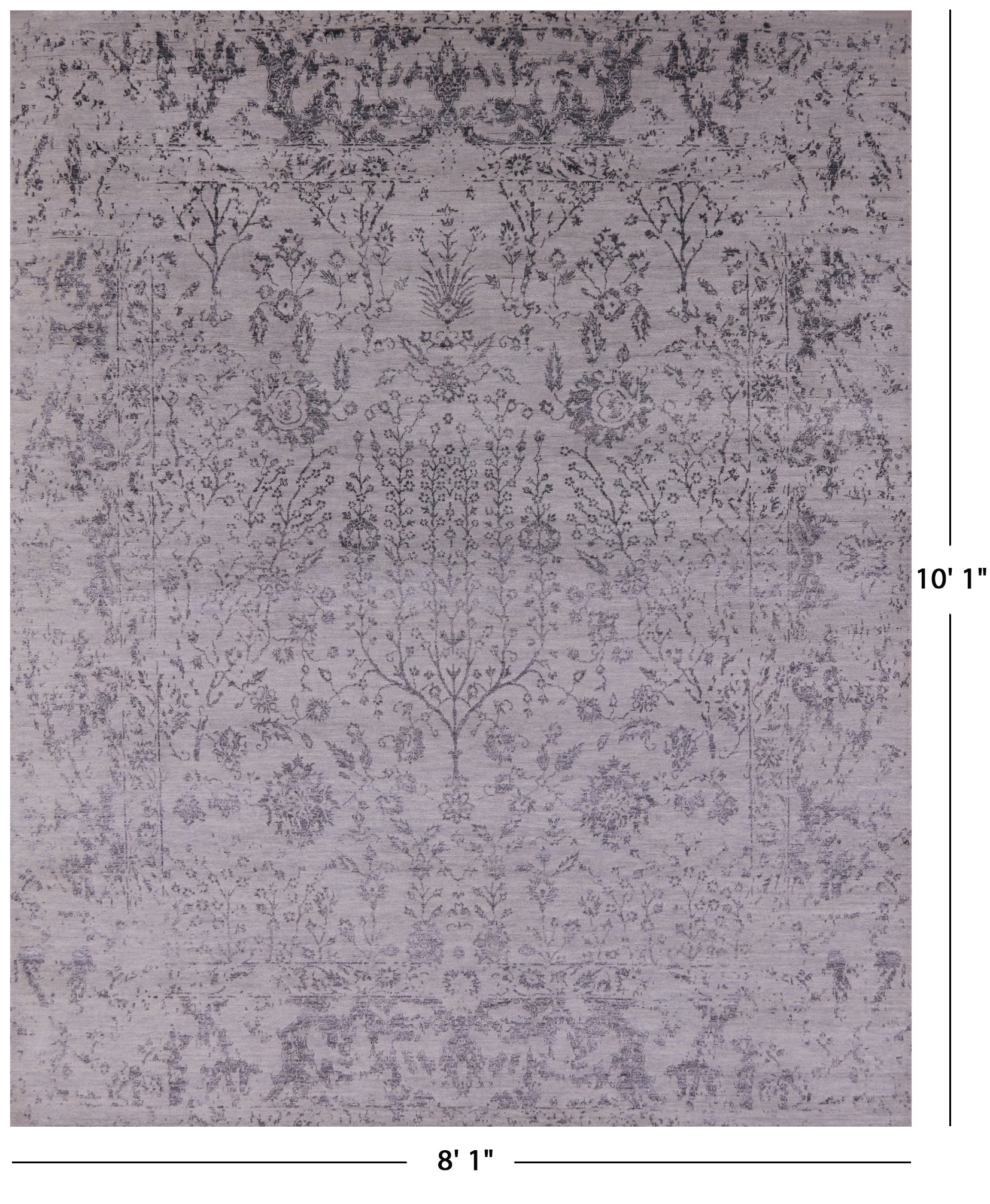 Grey Modern Handmade Wool & Silk Rug - 8' 1" X 10' 1" - Golden Nile