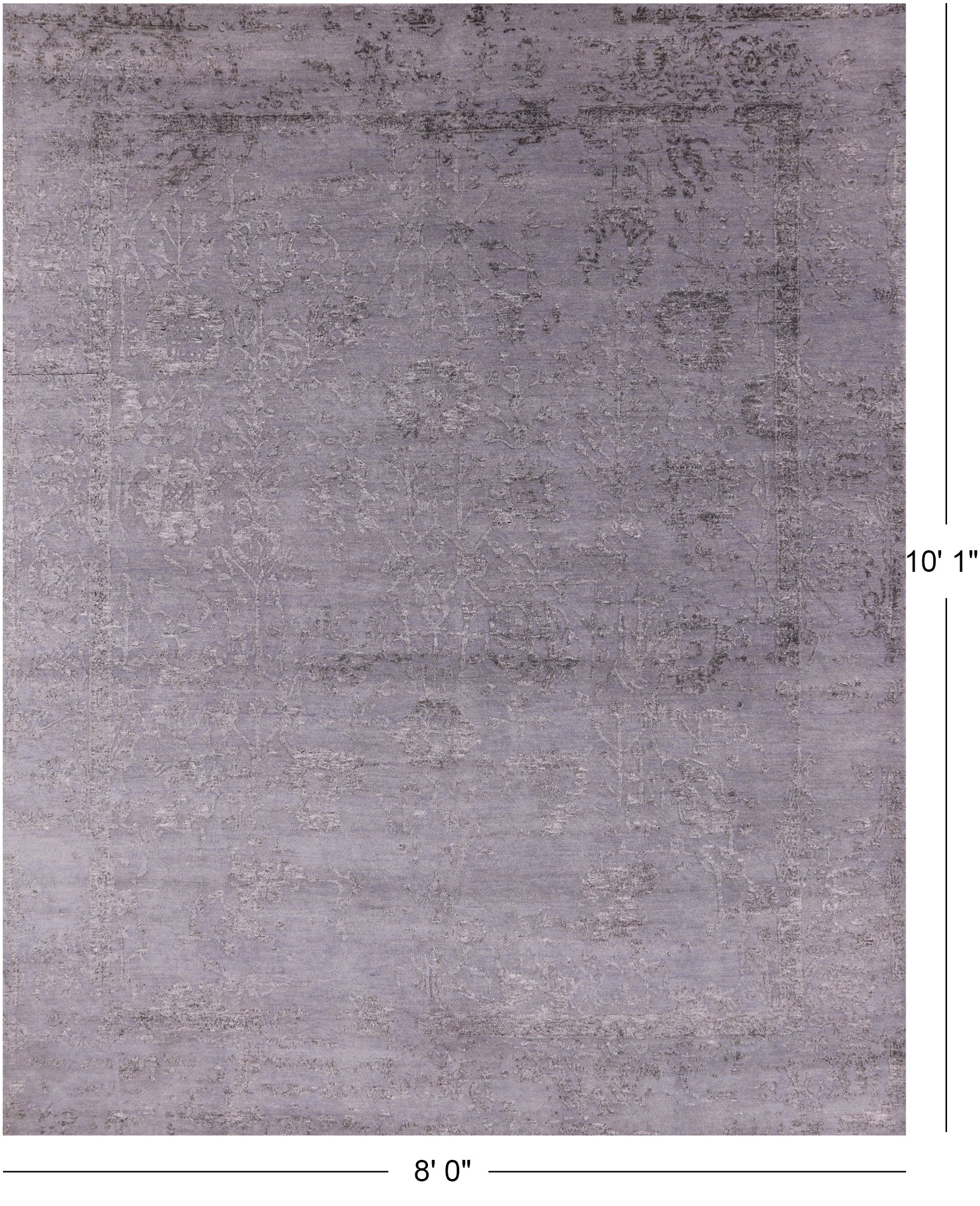 Grey Modern Handmade Wool & Silk Rug - 8' 0" X 10' 1" - Golden Nile