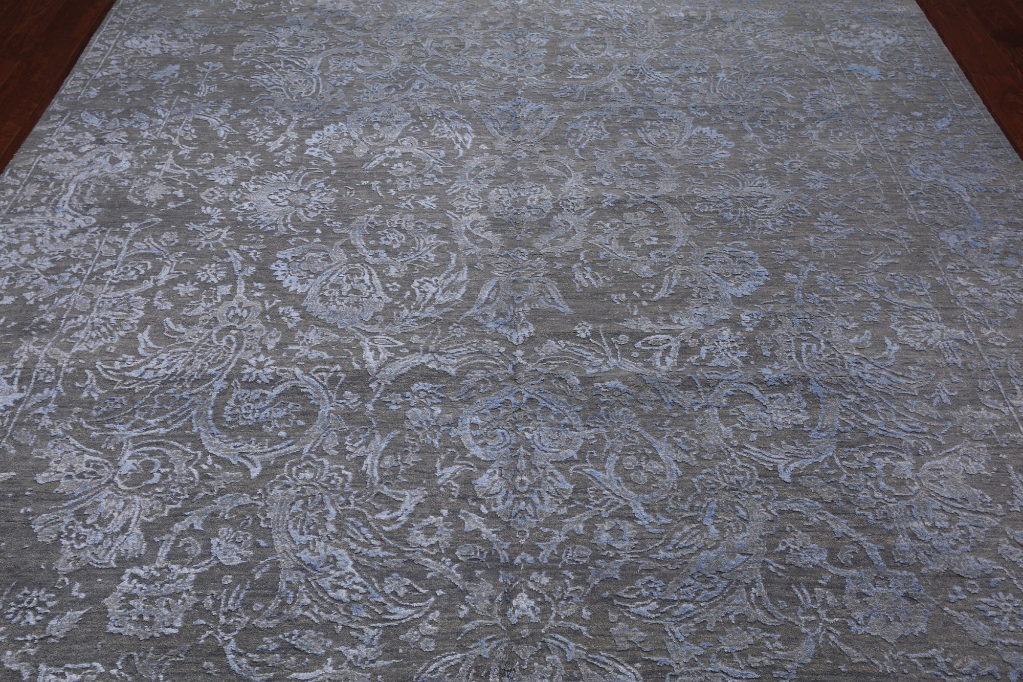 SUPER SALE Grey Modern Hand Knotted Wool & Silk Rug - 8' 2" X 10' 3"