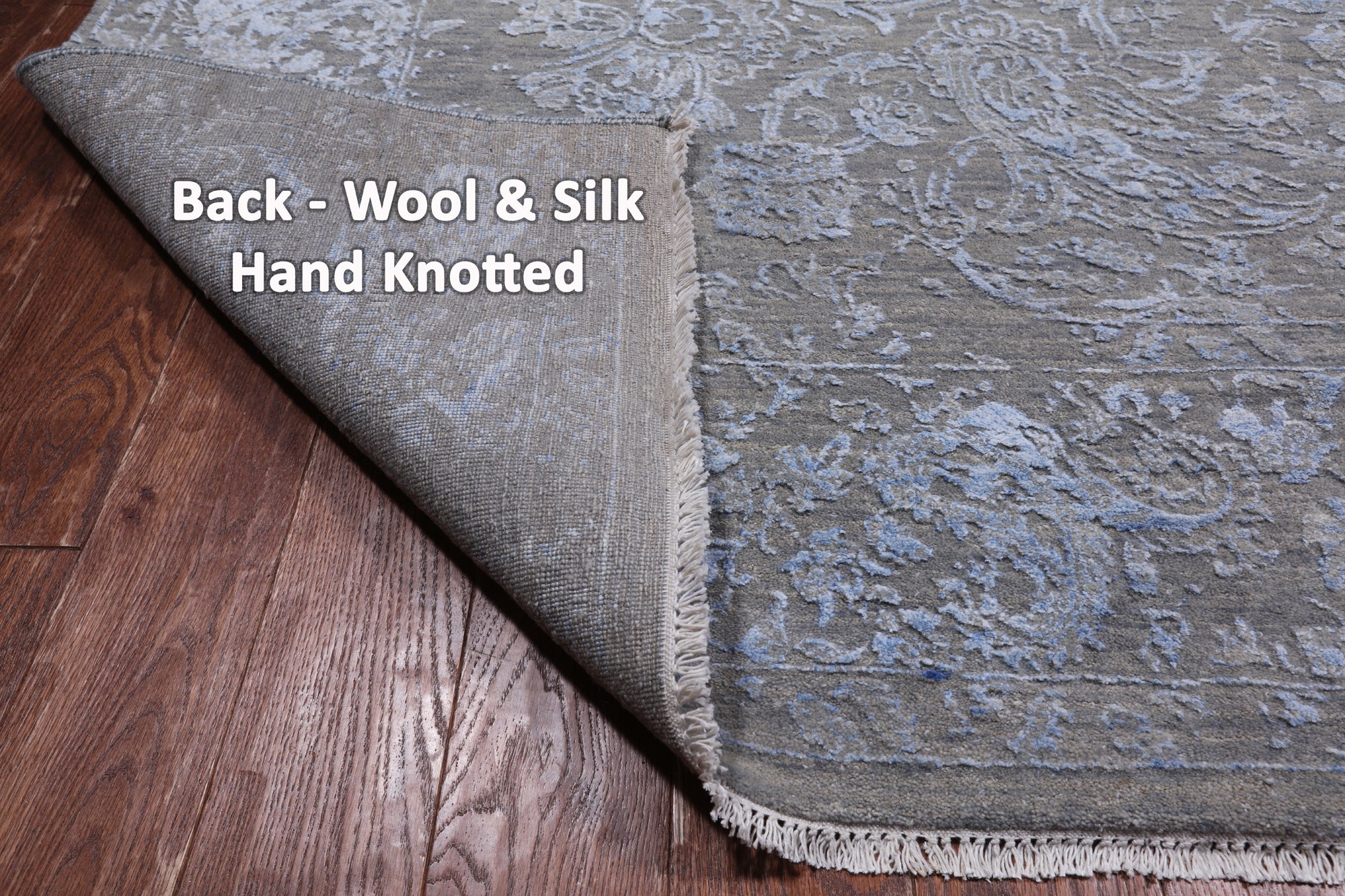 SUPER SALE Grey Modern Hand Knotted Wool & Silk Rug - 8' 2" X 10' 3"