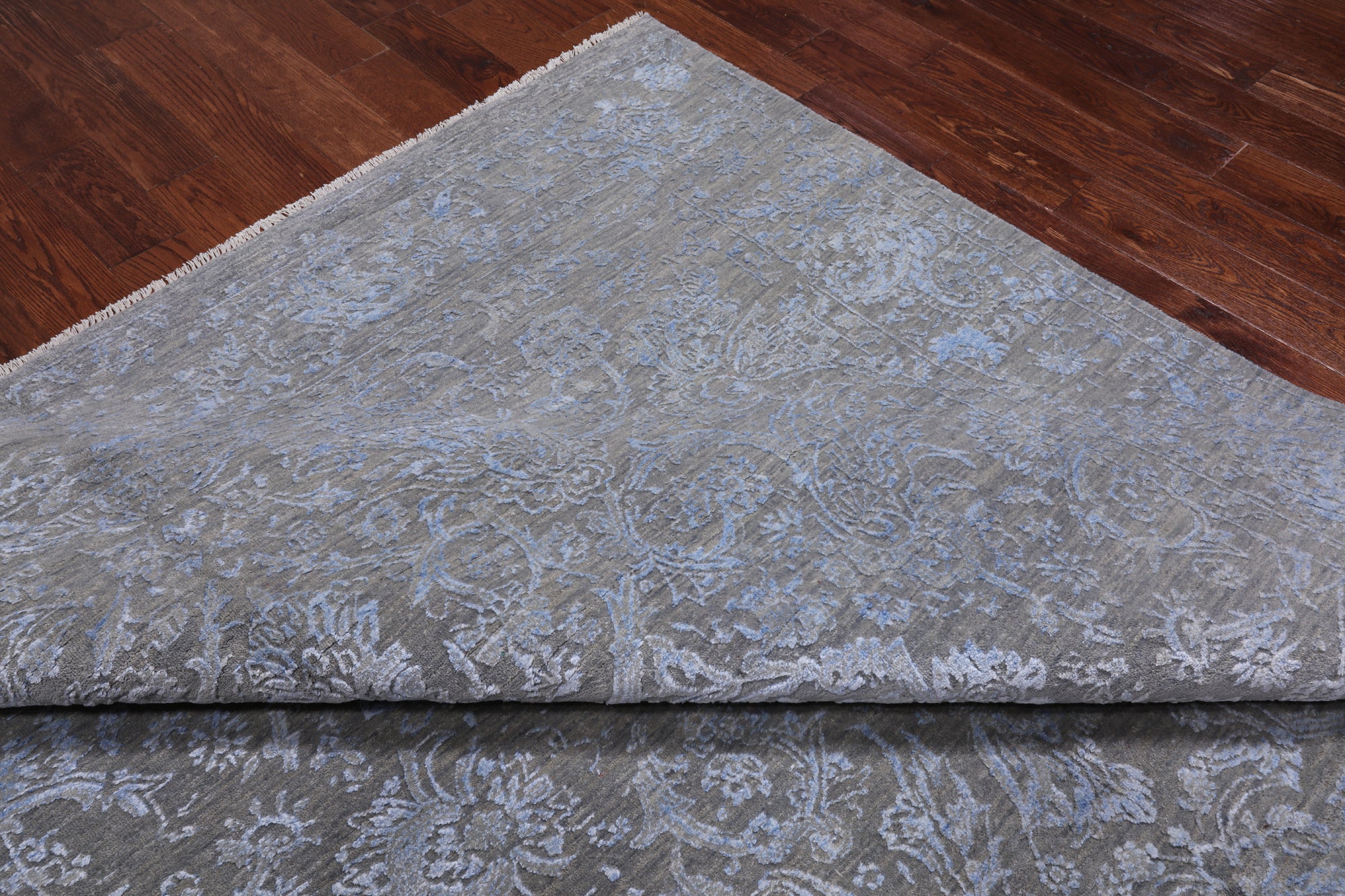 SUPER SALE Grey Modern Hand Knotted Wool & Silk Rug - 8' 2" X 10' 3"