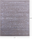 Grey Modern Hand Knotted Wool & Silk Rug - 8' 1" X 10' 0" - Golden Nile