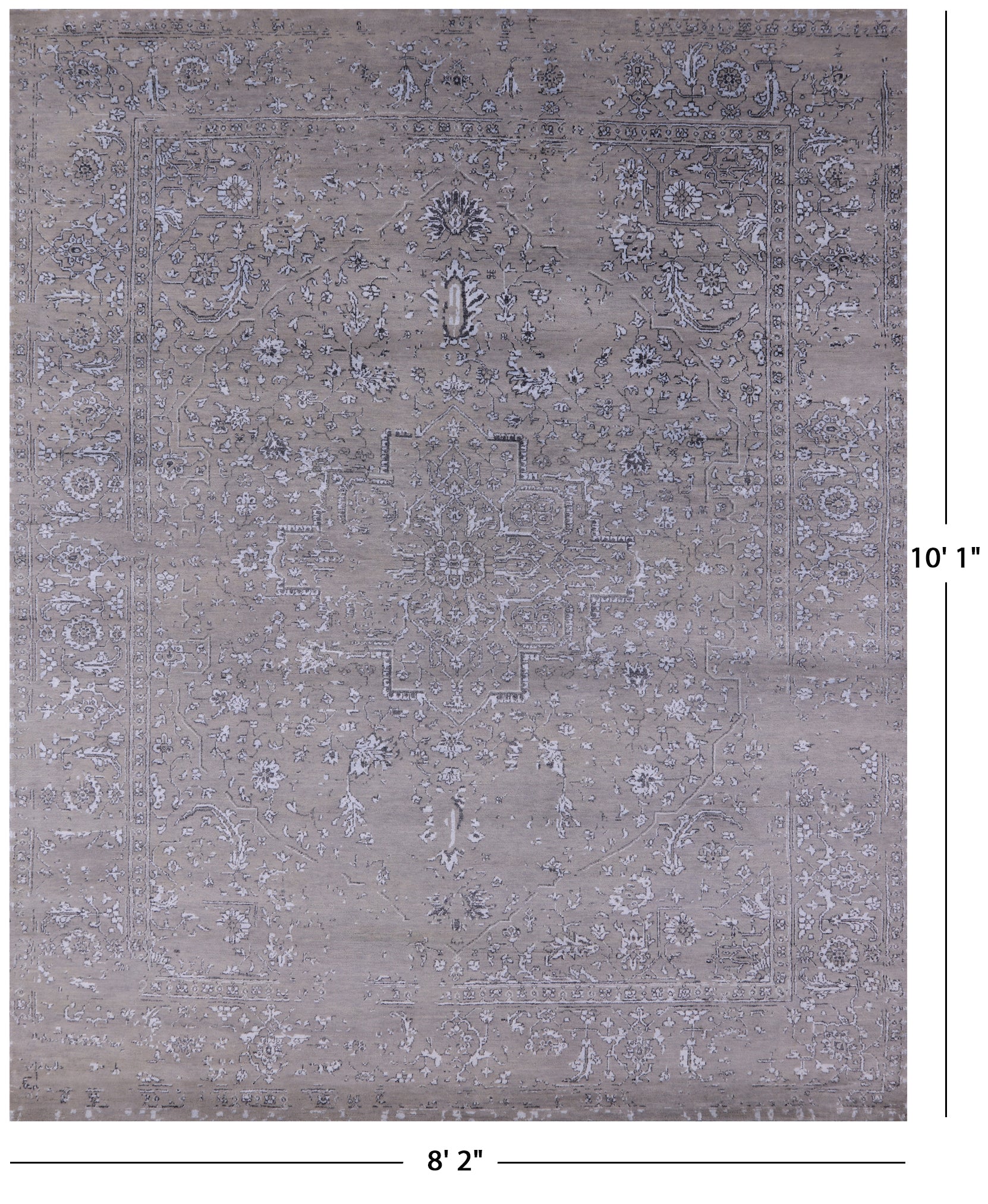 Grey Modern Handmade Wool & Silk Rug - 8' 2" X 10' 1" - Golden Nile