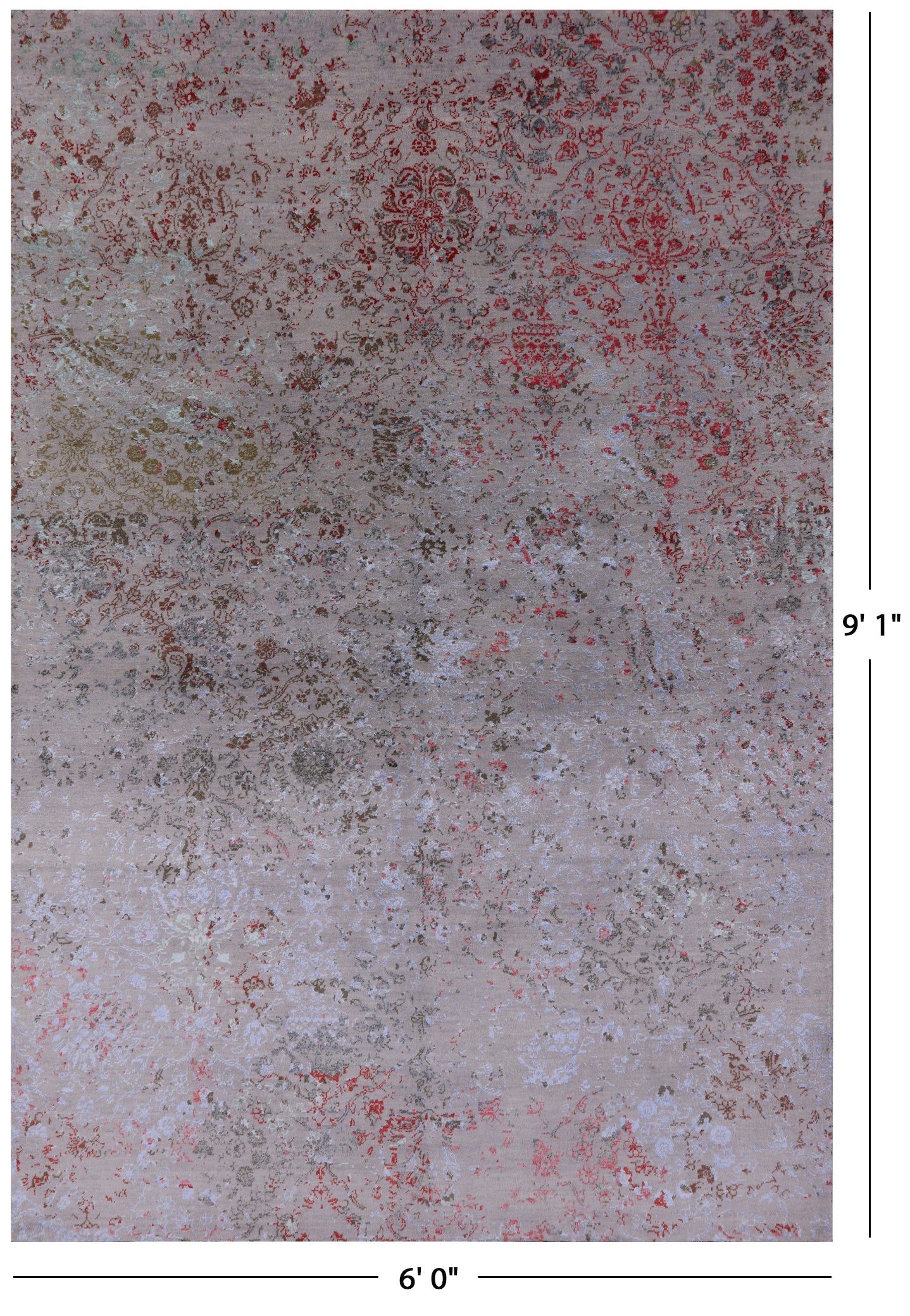 Modern Hand Knotted Wool & Silk Rug - 6' 0" X 9' 1" - Golden Nile