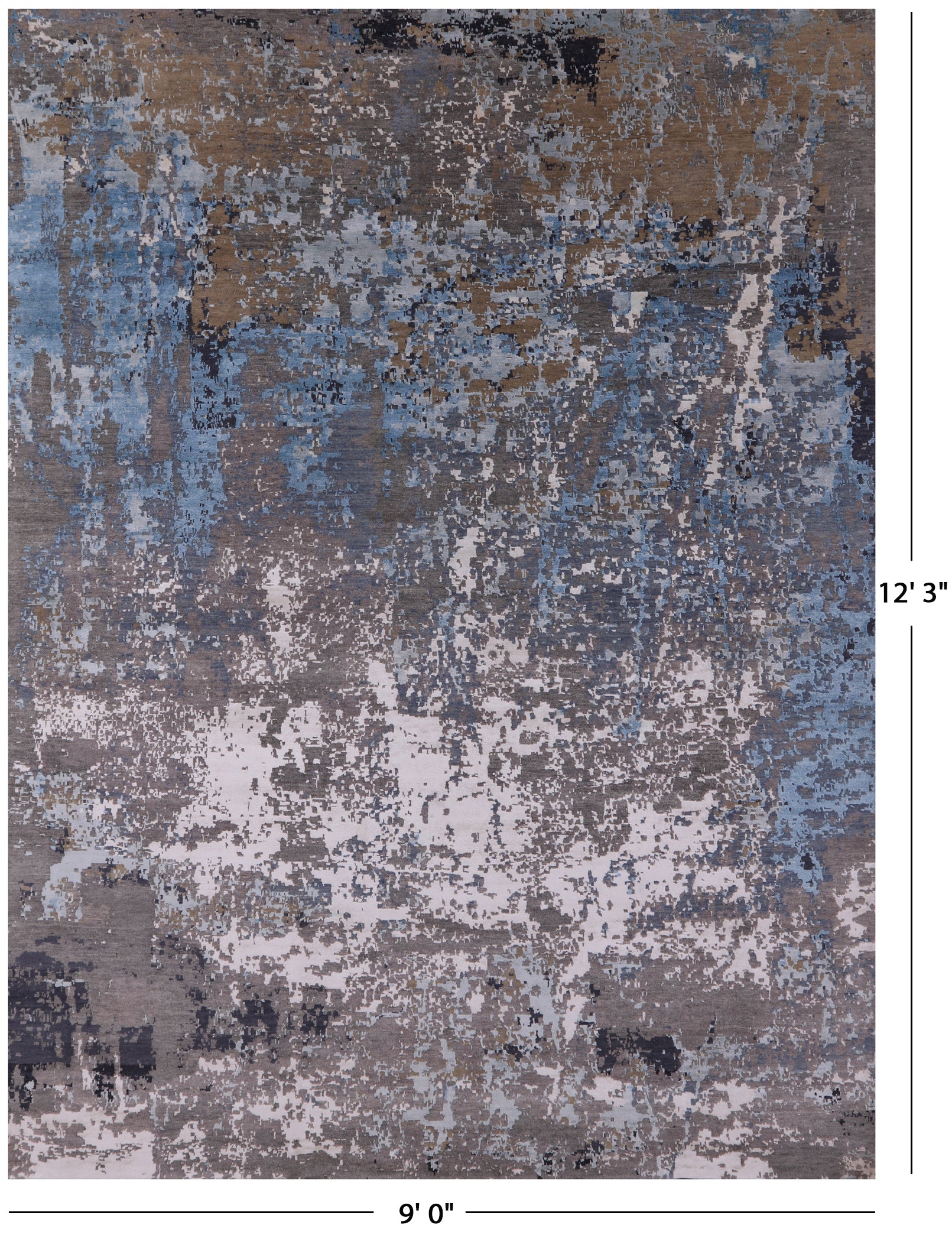 Modern Handmade Wool & Silk Rug - 9' 0" X 12' 3" - Golden Nile