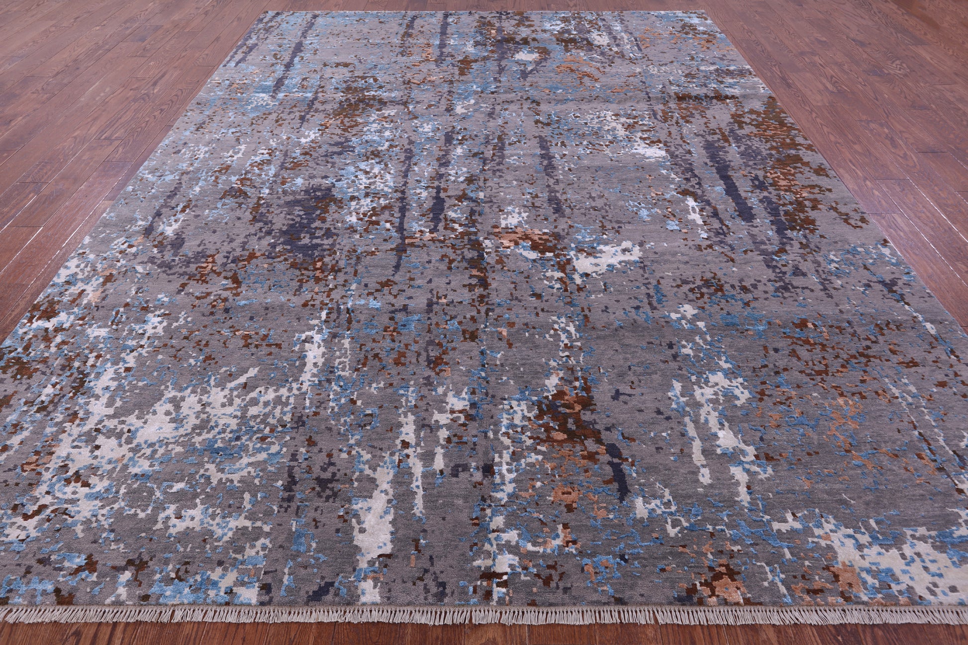 Modern Handmade Wool & Silk Rug - 9' 0" X 12' 1" - Golden Nile