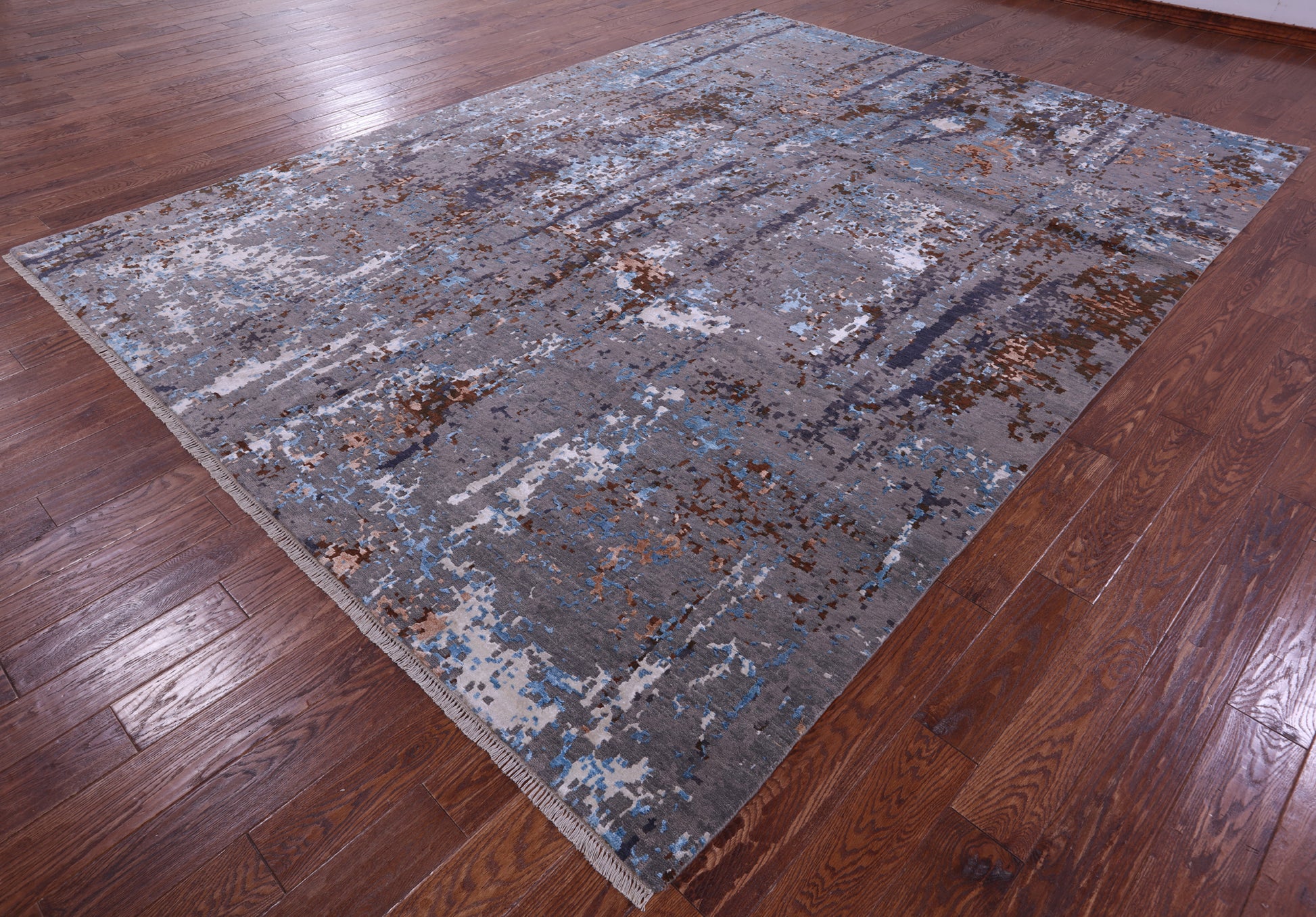 Modern Handmade Wool & Silk Rug - 9' 0" X 12' 1" - Golden Nile