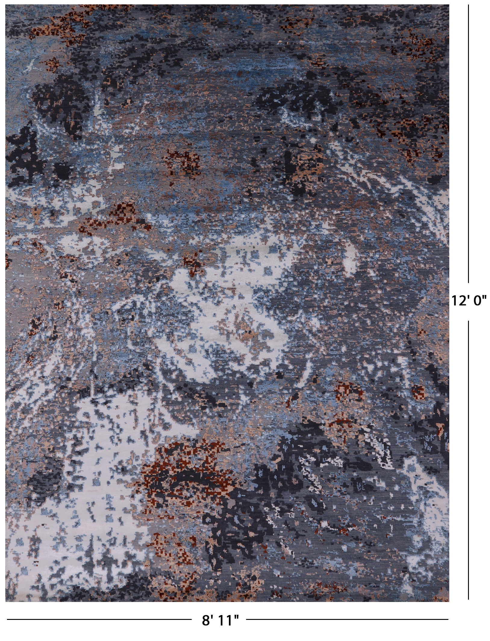 Modern Hand Knotted Wool & Silk Rug - 8' 11" X 12' 0" - Golden Nile