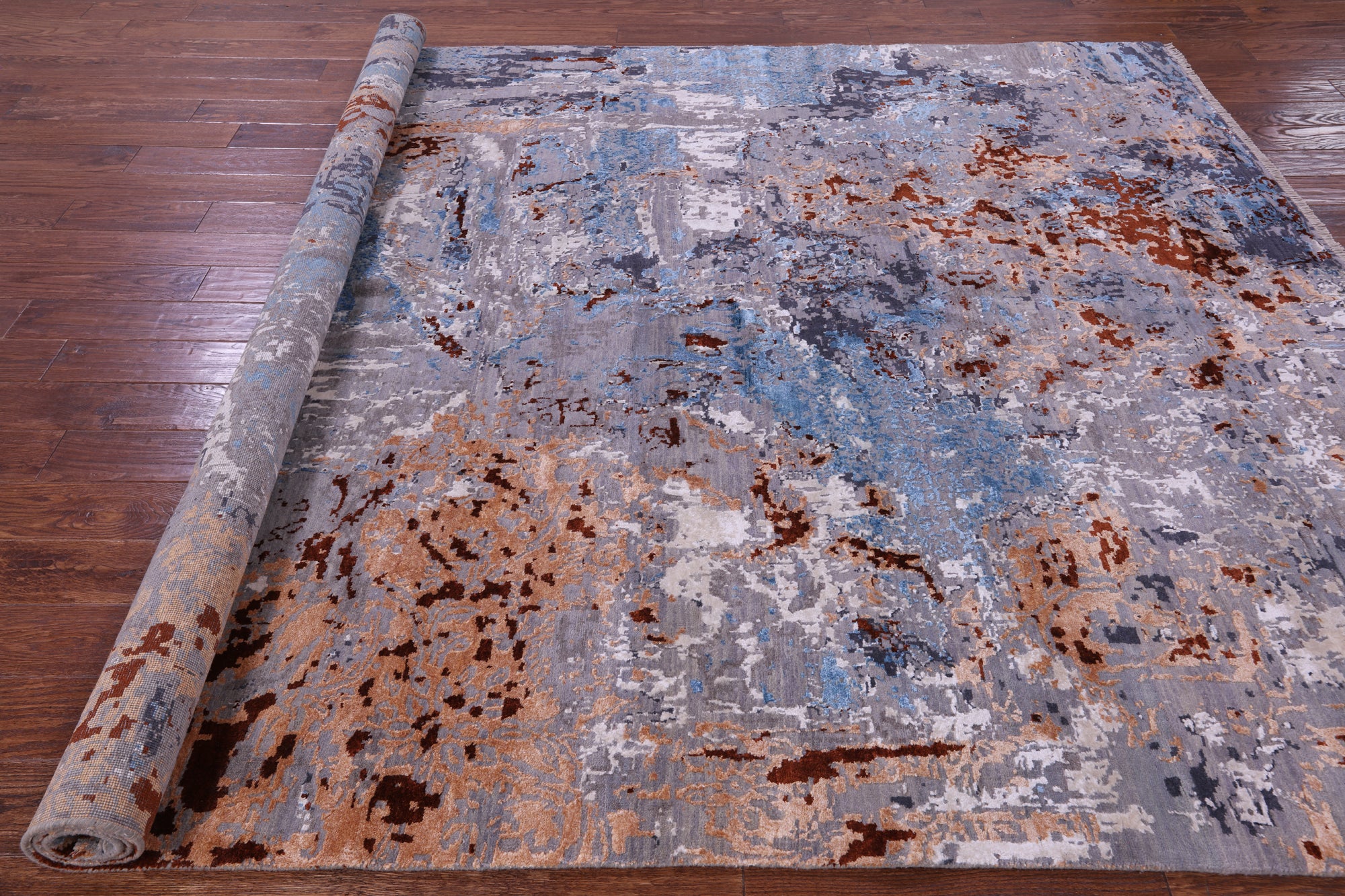 Modern Handmade Wool & Silk Rug - 7' 11" X 10' 2" - Golden Nile