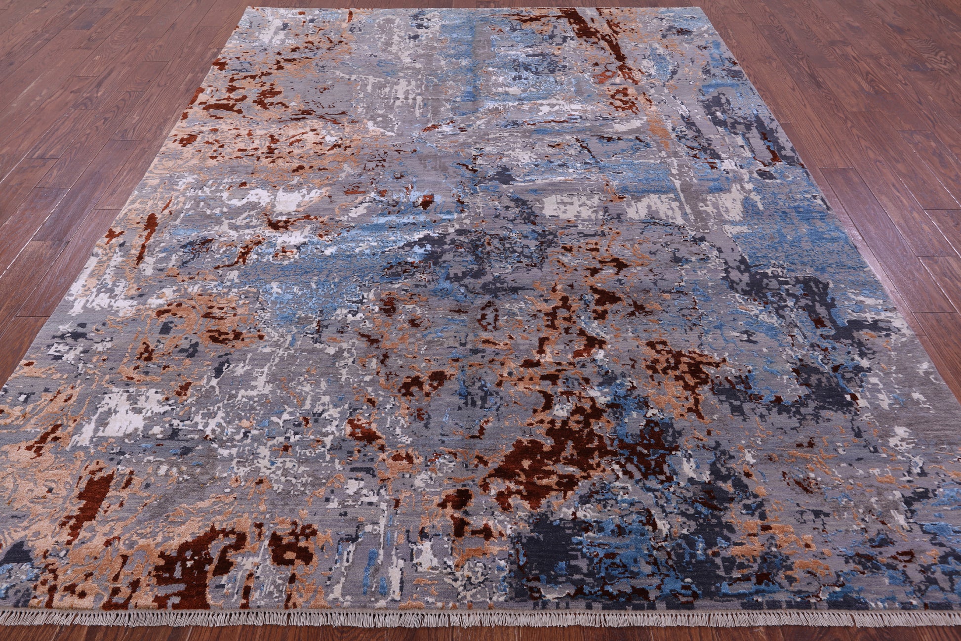 Modern Handmade Wool & Silk Rug - 7' 11" X 10' 2" - Golden Nile
