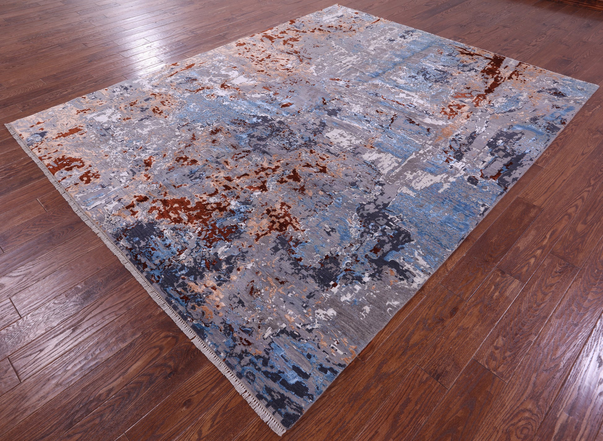 Modern Handmade Wool & Silk Rug - 7' 11" X 10' 2" - Golden Nile