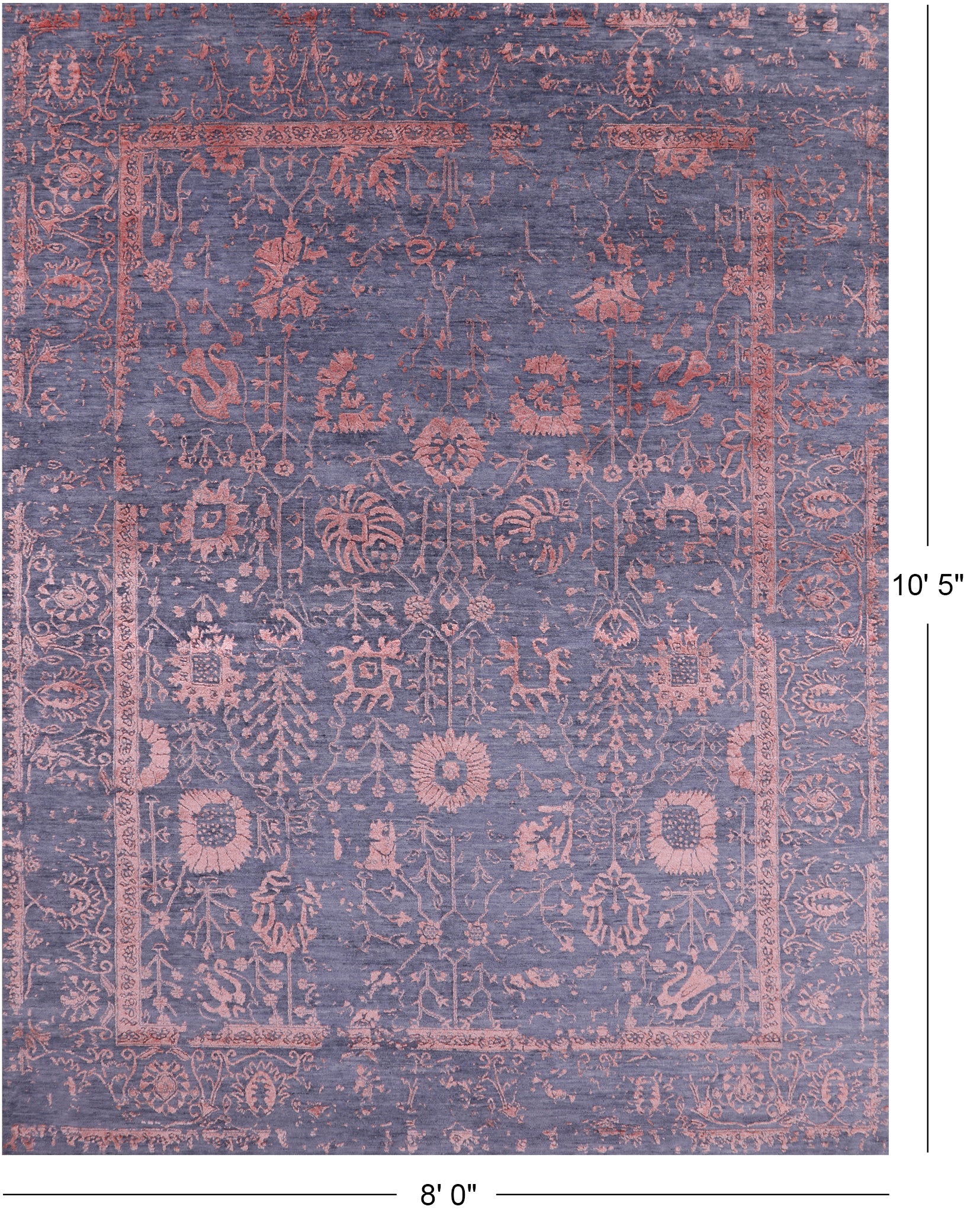Grey Modern Hand Knotted Wool & Silk Rug - 8' 0" X 10' 5" - Golden Nile