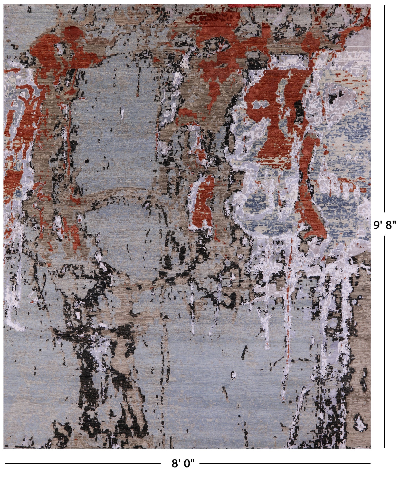 Modern Hand Knotted Wool & Silk Rug - 8' 0" X 9' 8" - Golden Nile