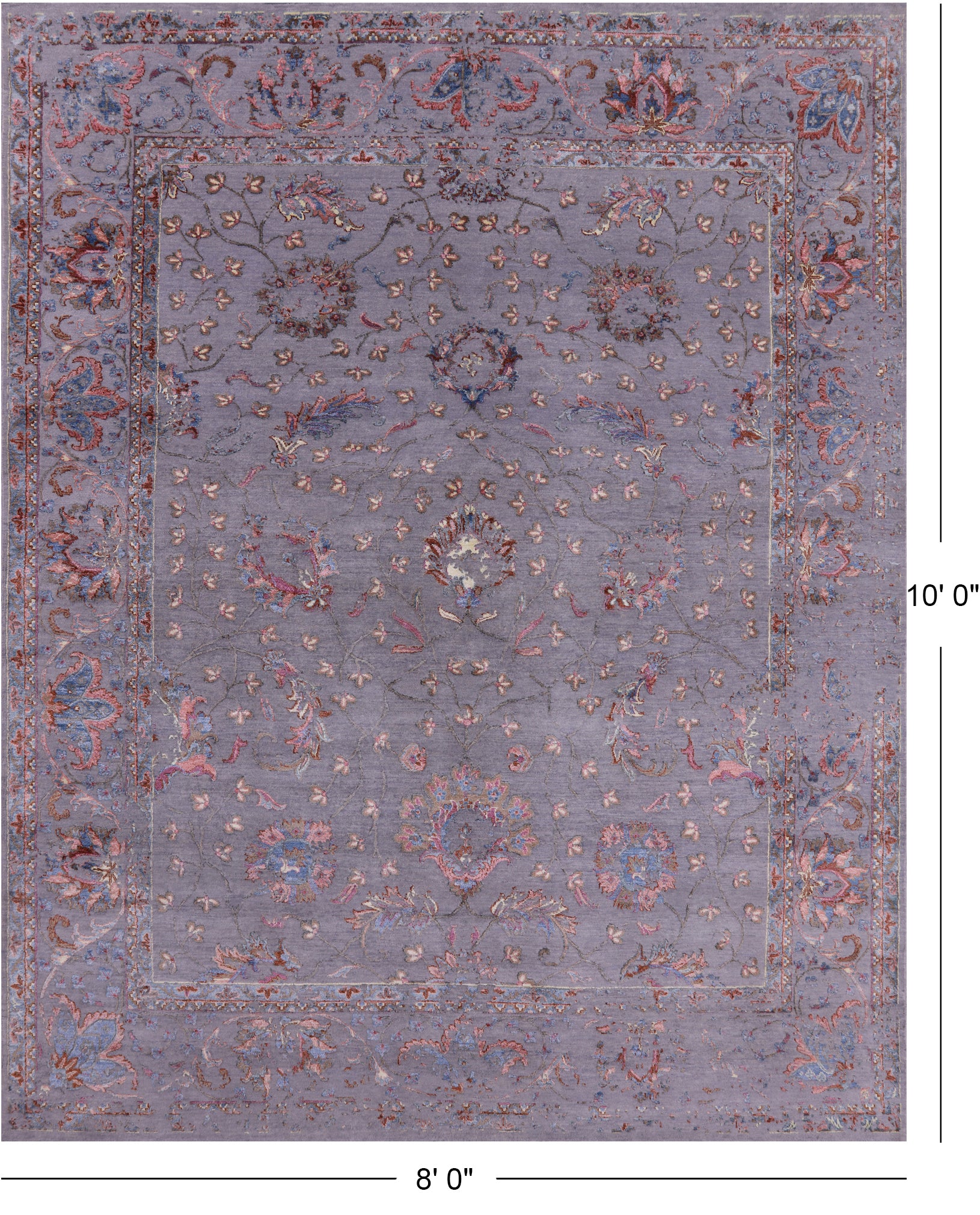 Grey Modern Hand Knotted Wool & Silk Rug - 8' 0" X 10' 0" - Golden Nile