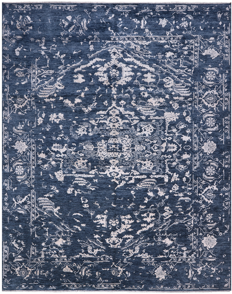 SUPER SALE Modern Hand Knotted Wool & Silk Rug - 8' 2" X 10' 5"