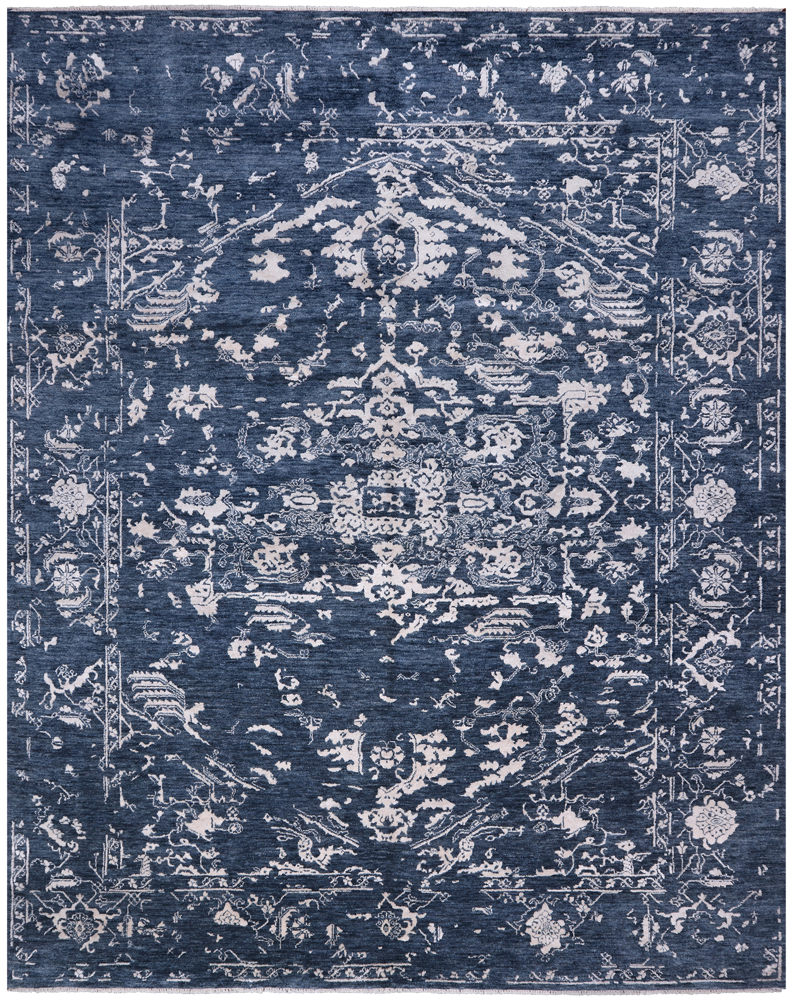 SUPER SALE Modern Hand Knotted Wool & Silk Rug - 8' 2" X 10' 5"
