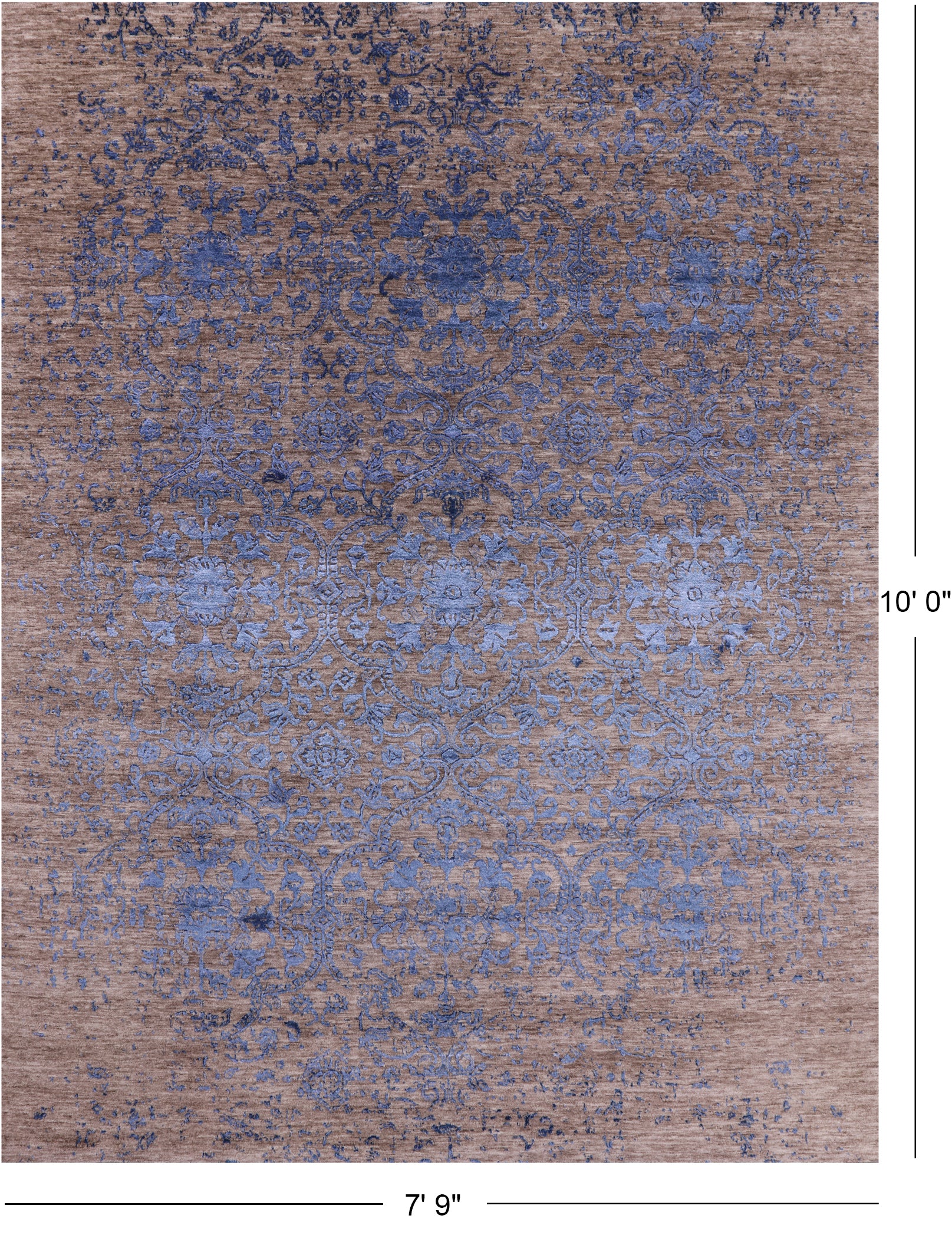 Modern Hand Knotted Wool & Silk Rug - 7' 9" X 10' 0" - Golden Nile