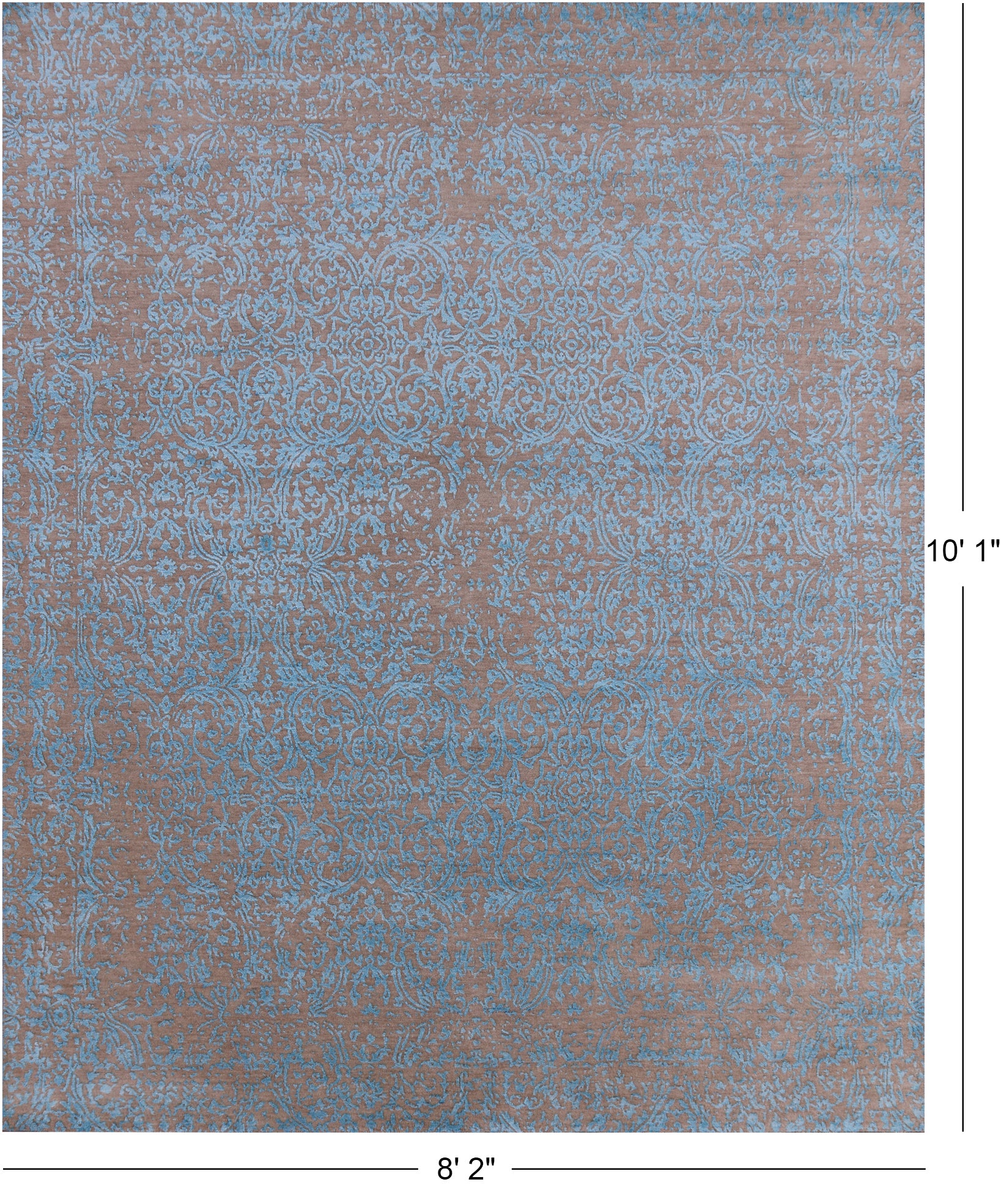 Grey Modern Hand Knotted Wool & Silk Rug - 8' 2" X 10' 1" - Golden Nile