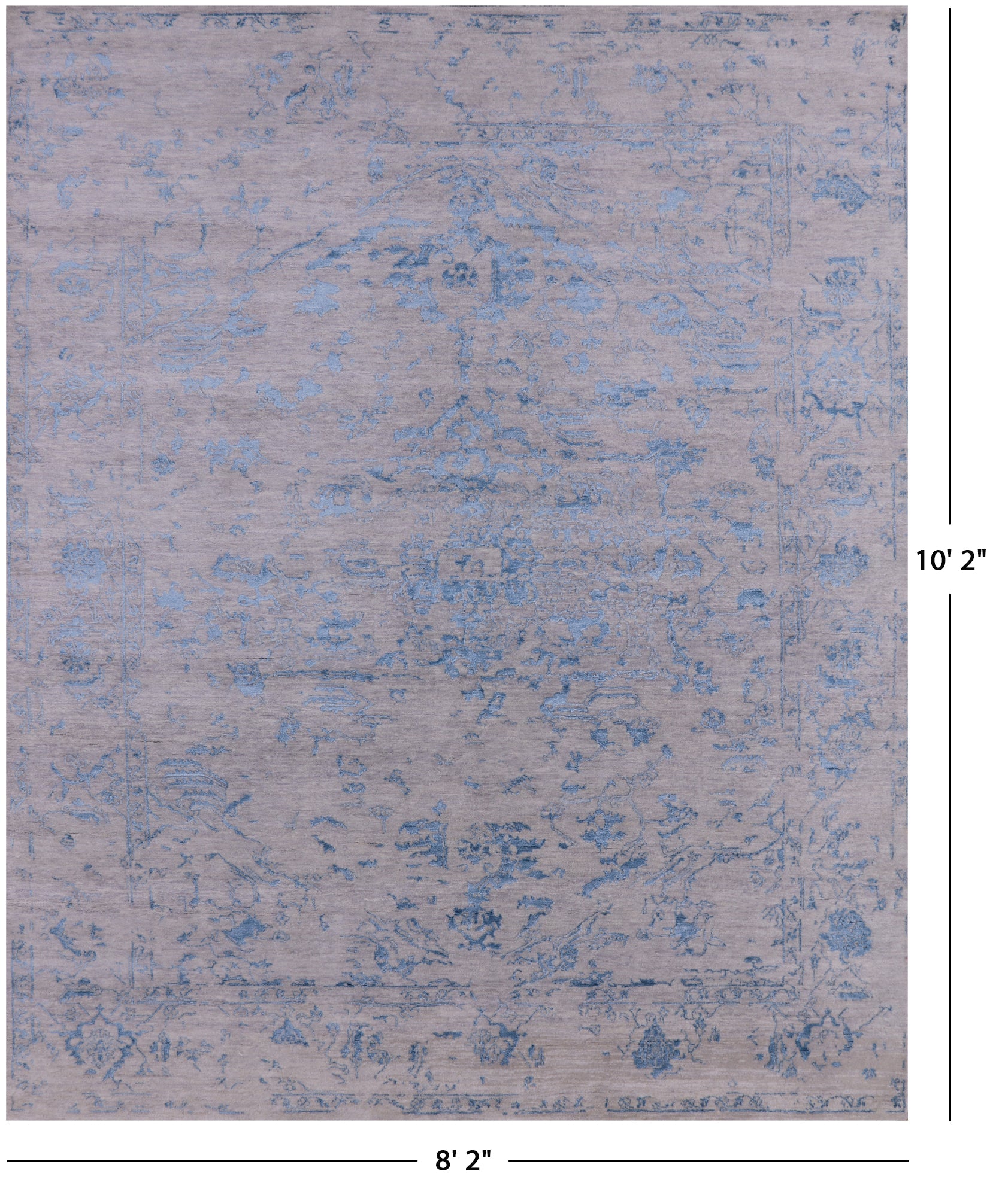 Grey Modern Handmade Wool & Silk Rug - 8' 2" X 10' 2" - Golden Nile