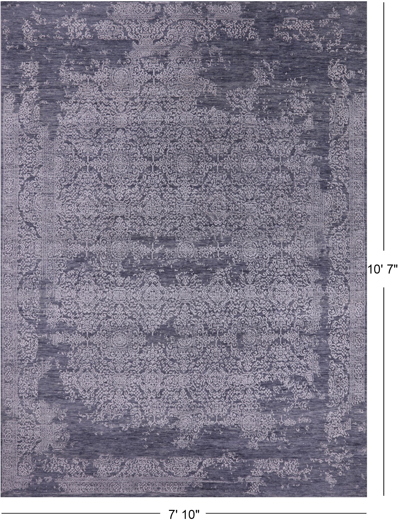 Grey Modern Handmade Wool & Silk Rug - 7' 10" X 10' 7" - Golden Nile