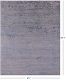 Grey Modern Hand Knotted Wool & Silk Rug - 8' 1" X 10' 1" - Golden Nile