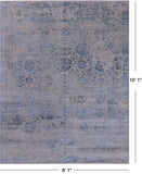 Grey Modern Hand Knotted Wool & Silk Rug - 8' 1" X 10' 1"