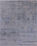 Grey Modern Hand Knotted Wool & Silk Rug - 8' 1" X 10' 1"