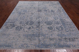 Grey Modern Hand Knotted Wool & Silk Rug - 8' 1" X 10' 1"