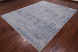 Grey Modern Hand Knotted Wool & Silk Rug - 8' 1" X 10' 1"
