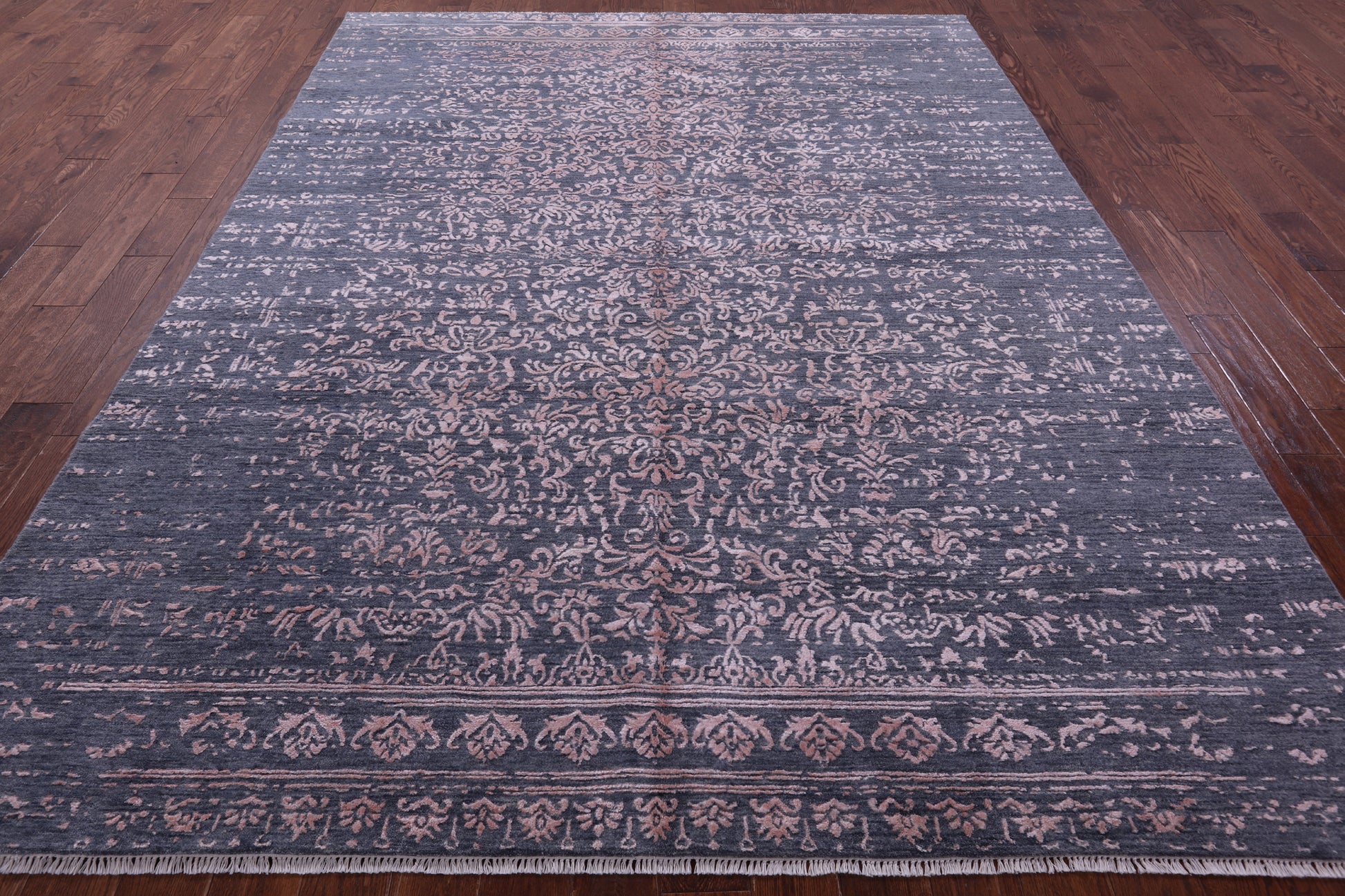 Grey Modern Handmade Wool & Silk Rug - 7' 11" X 10' 4" - Golden Nile