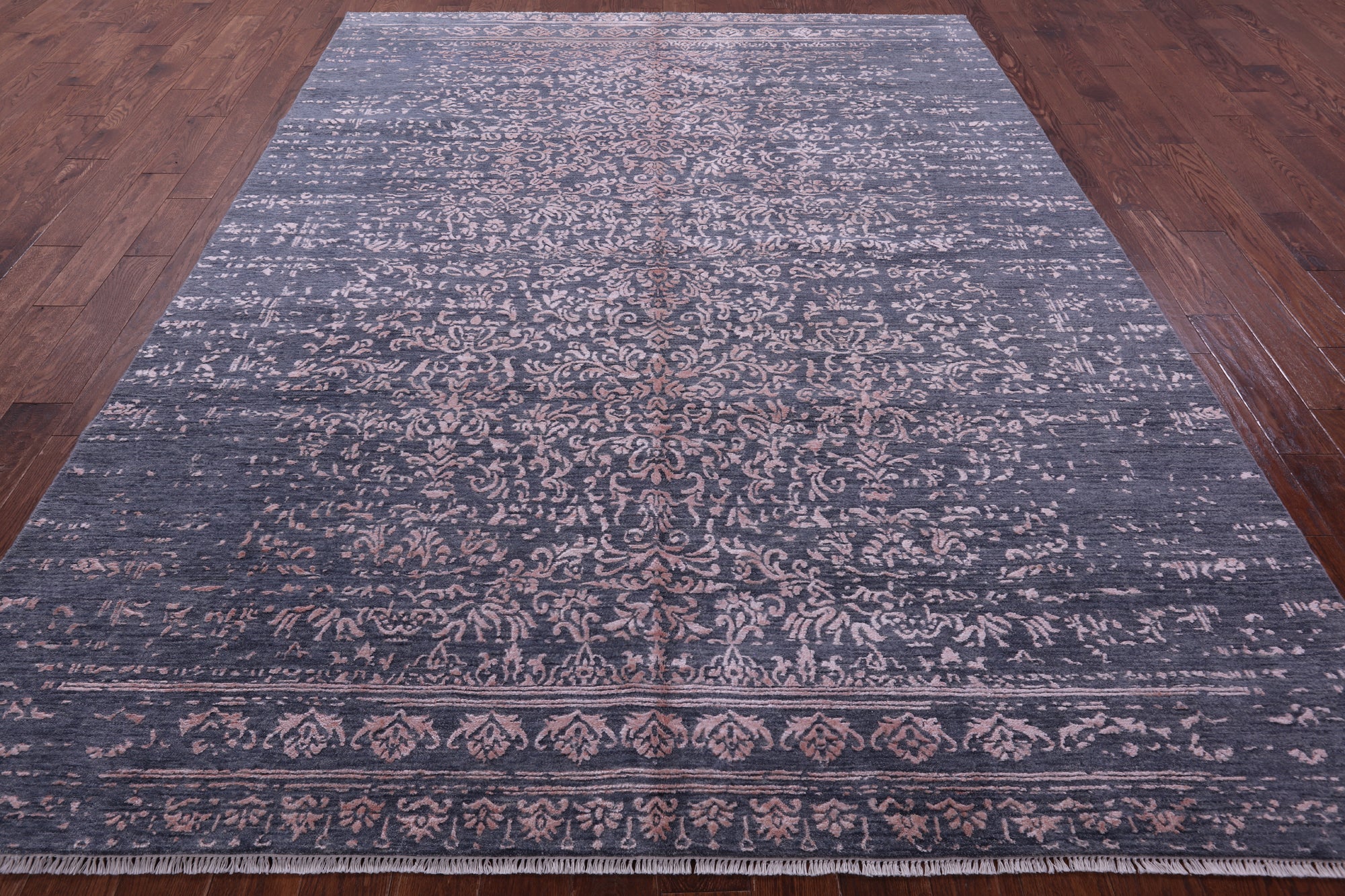 Grey Modern Handmade Wool & Silk Rug - 7' 11" X 10' 4" - Golden Nile