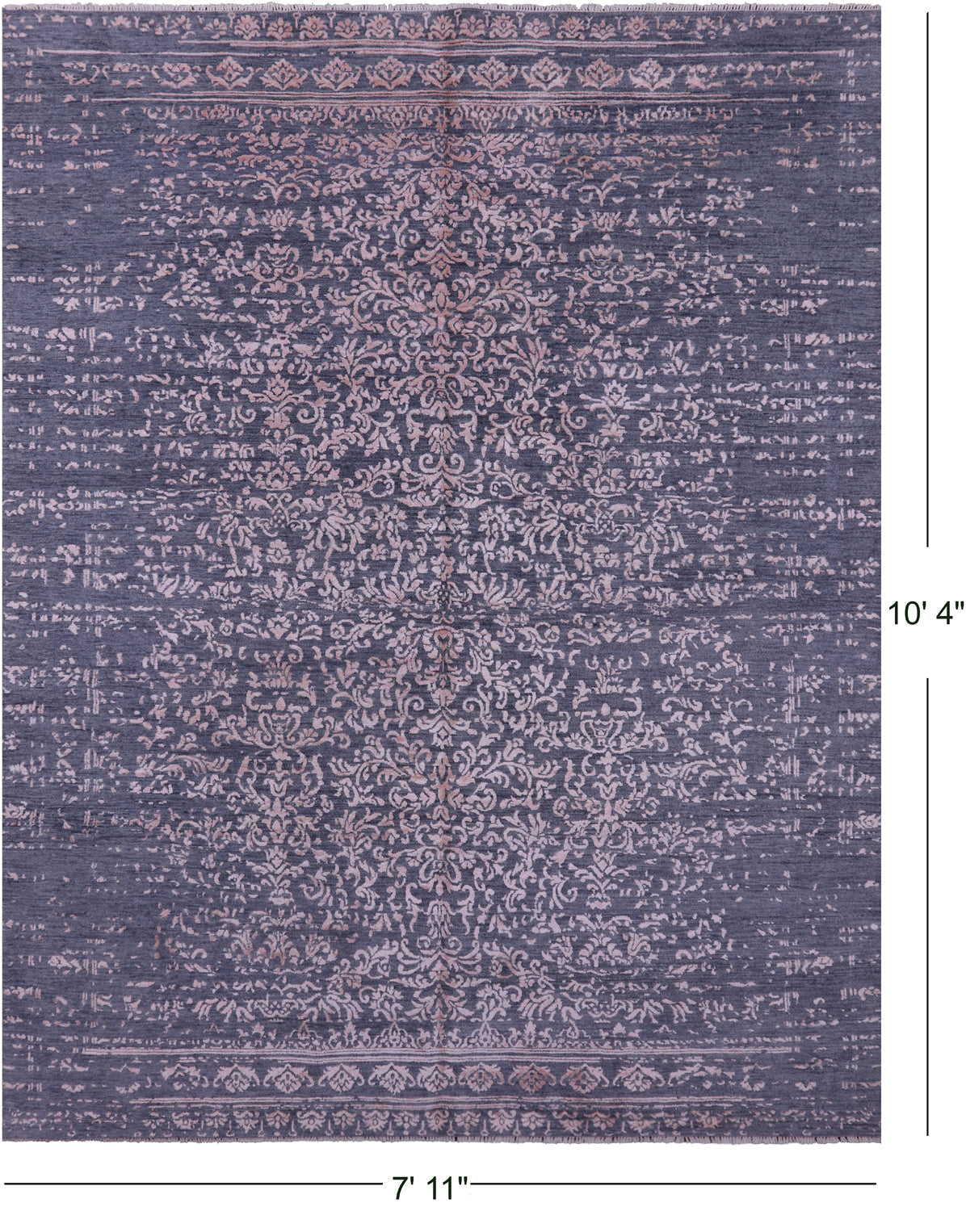 Grey Modern Handmade Wool & Silk Rug - 7' 11" X 10' 4" - Golden Nile