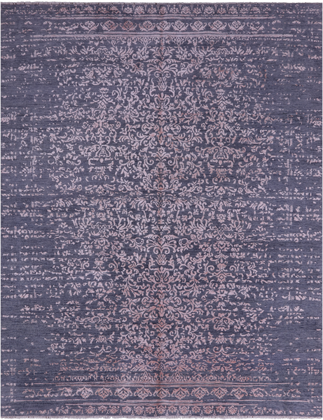 Grey Modern Handmade Wool & Silk Rug - 7' 11" X 10' 4" - Golden Nile