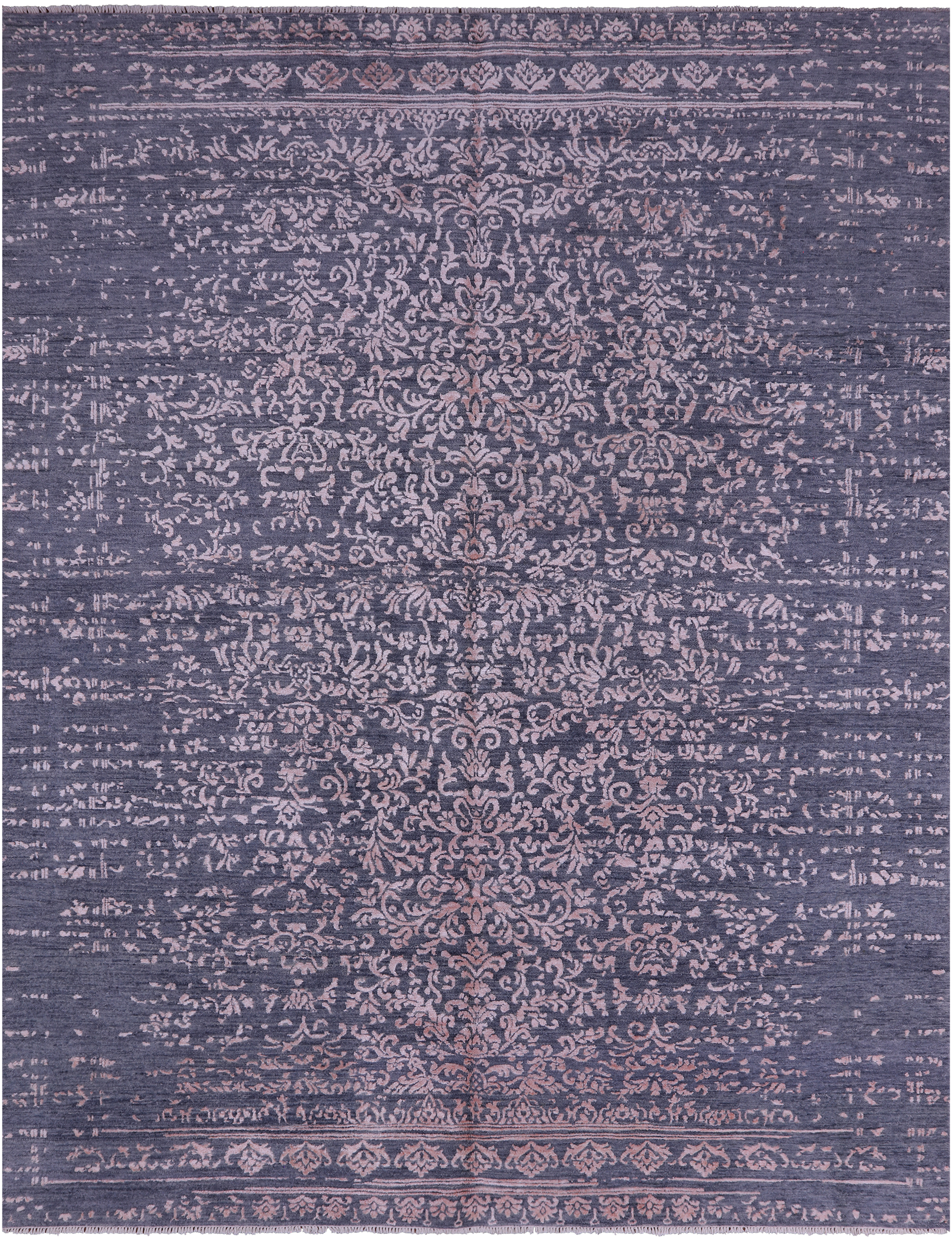 Grey Modern Handmade Wool & Silk Rug - 7' 11" X 10' 4" - Golden Nile