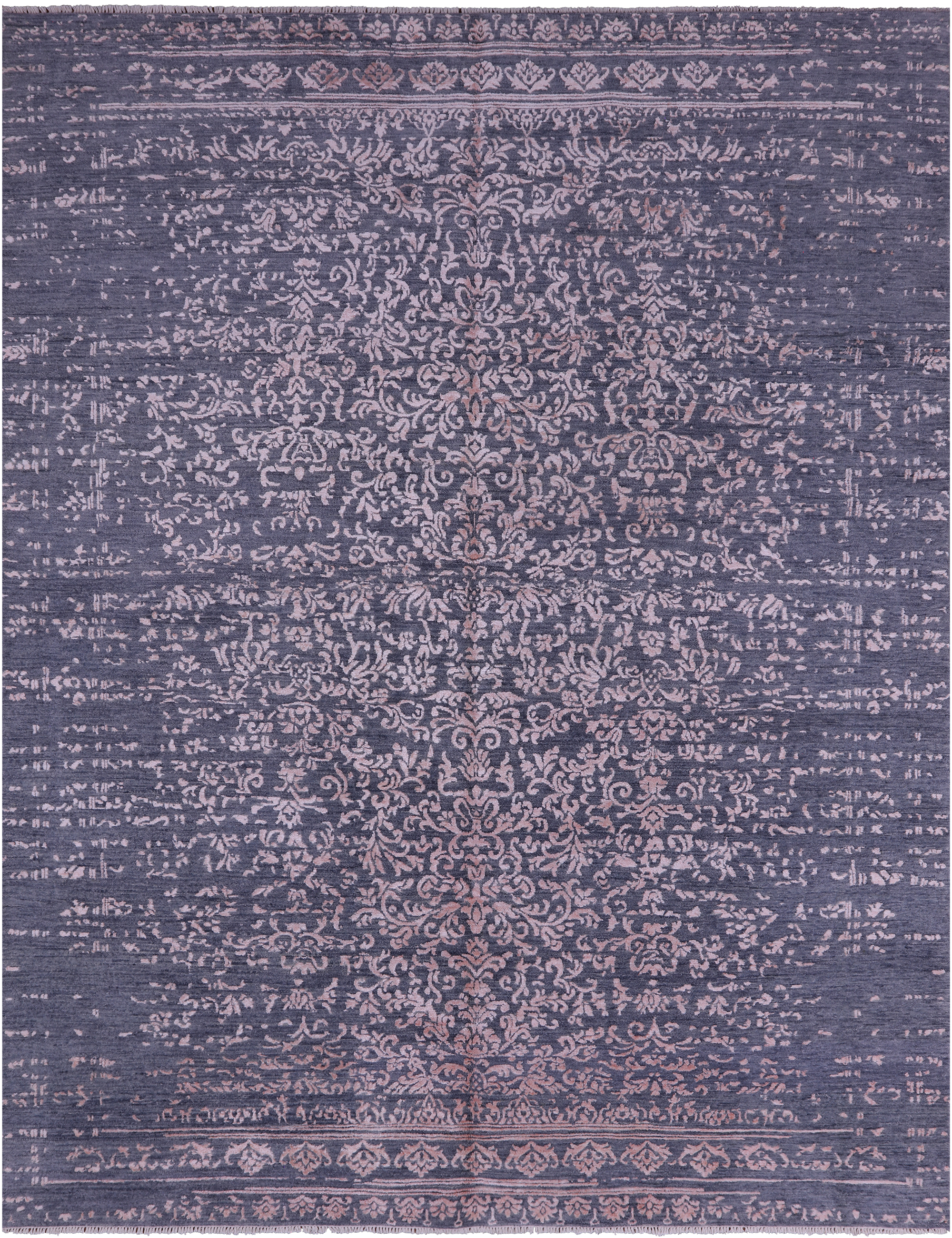 Grey Modern Handmade Wool & Silk Rug - 7' 11" X 10' 4" - Golden Nile