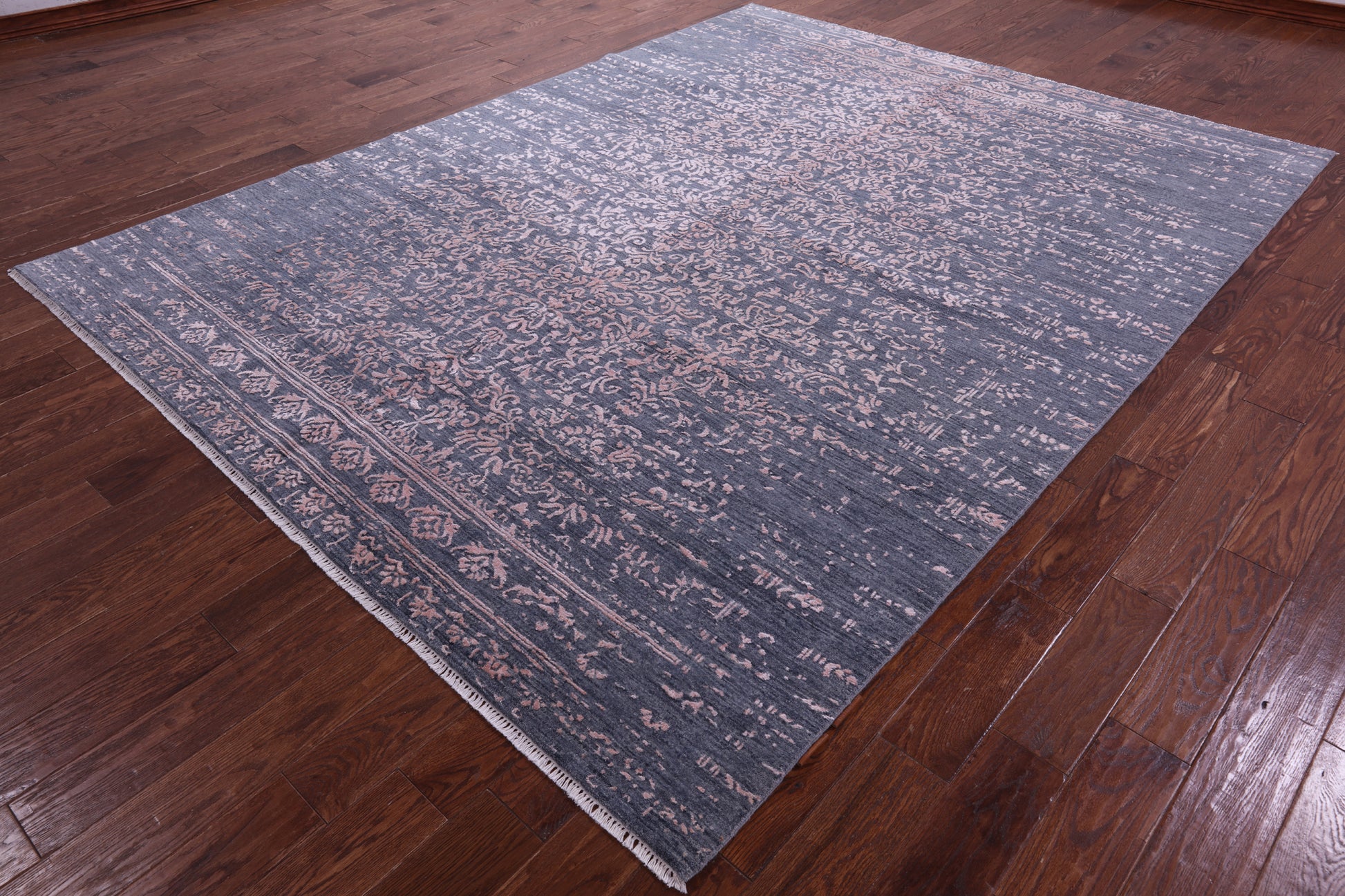 Grey Modern Handmade Wool & Silk Rug - 7' 11" X 10' 4" - Golden Nile