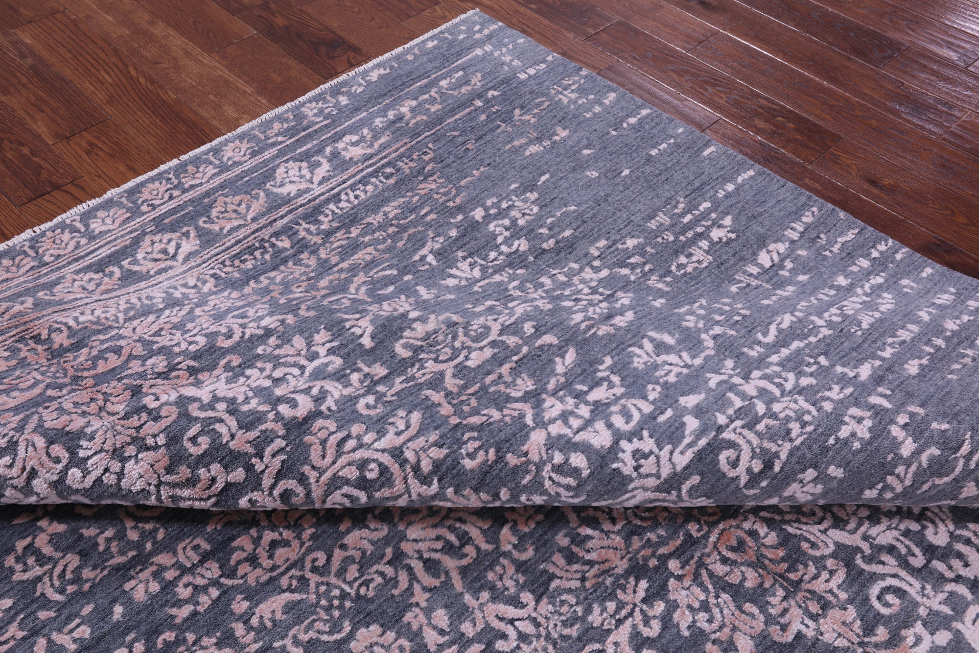Grey Modern Handmade Wool & Silk Rug - 7' 11" X 10' 4" - Golden Nile