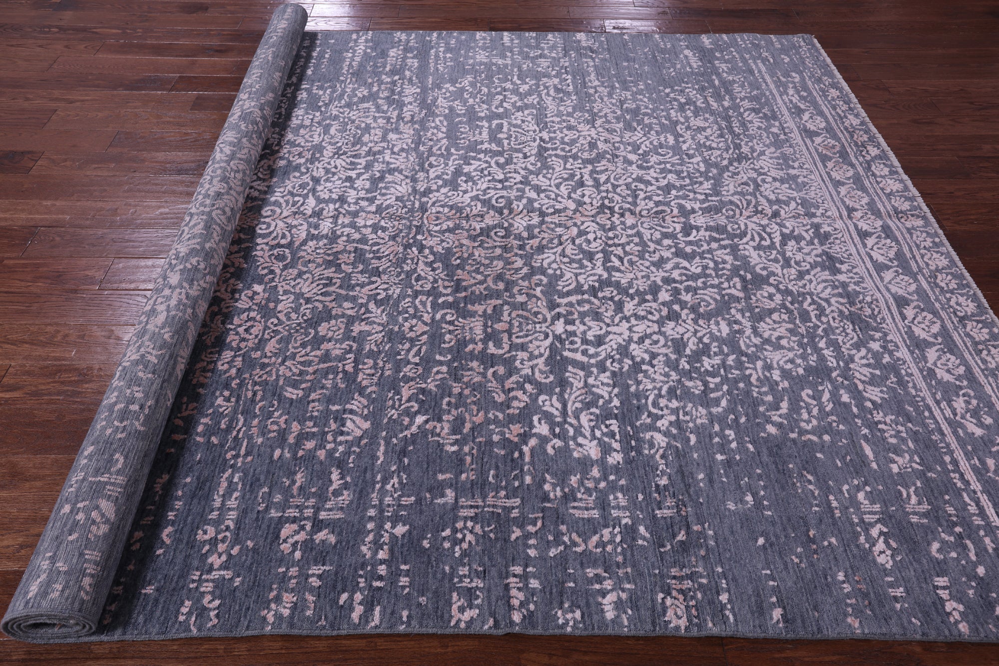 Grey Modern Handmade Wool & Silk Rug - 7' 11" X 10' 4" - Golden Nile