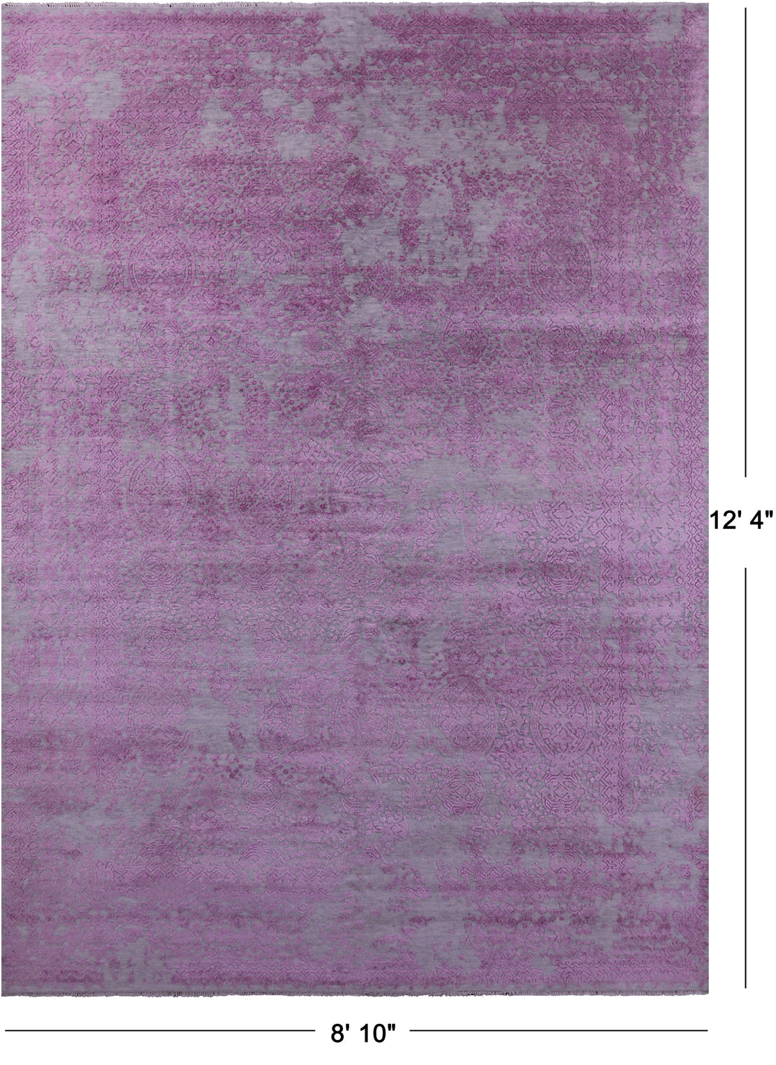 SUPER SALE Grey Modern Handmade Wool & Silk Rug - 8' 10" X 12' 4"
