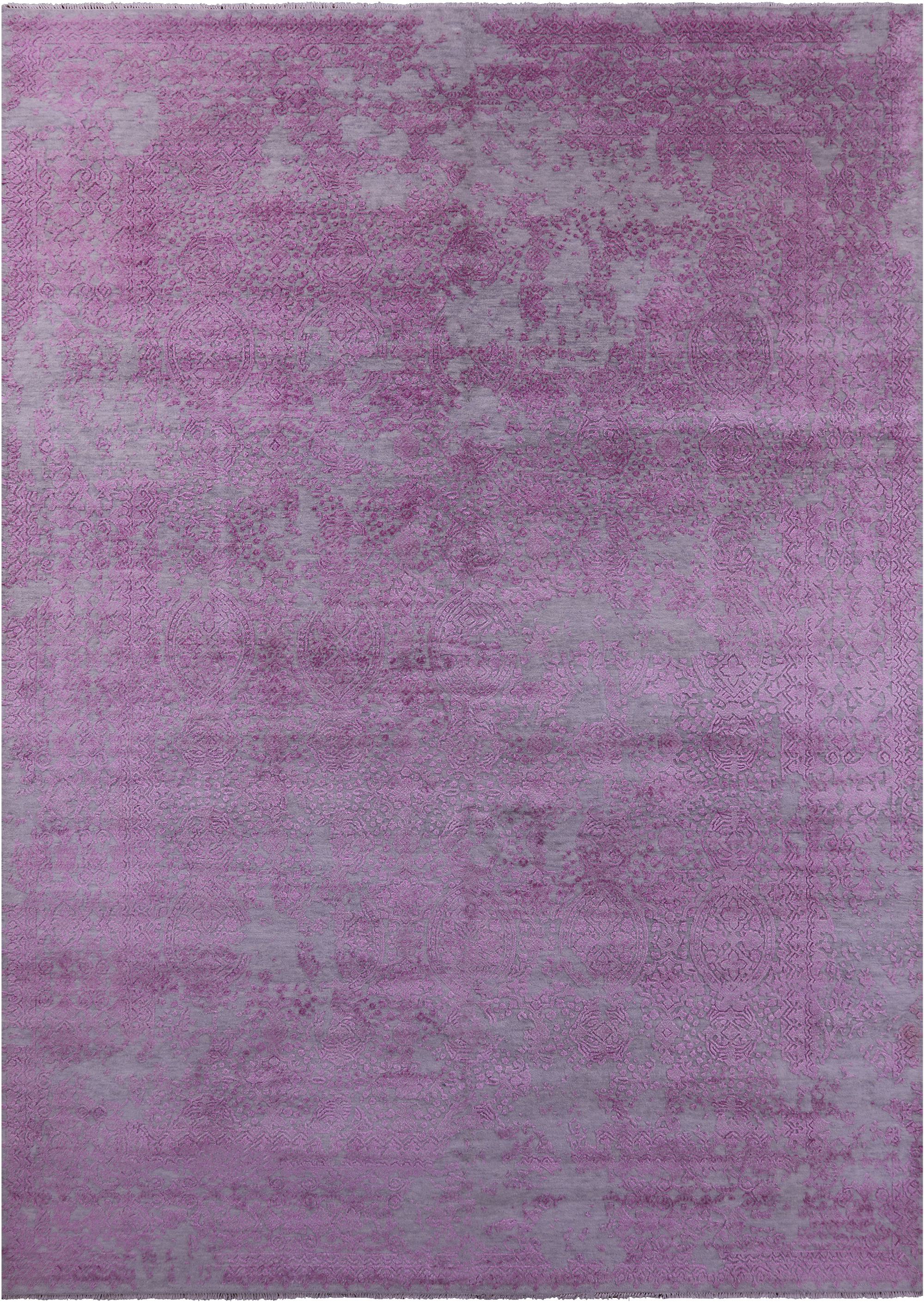 SUPER SALE Grey Modern Handmade Wool & Silk Rug - 8' 10" X 12' 4"