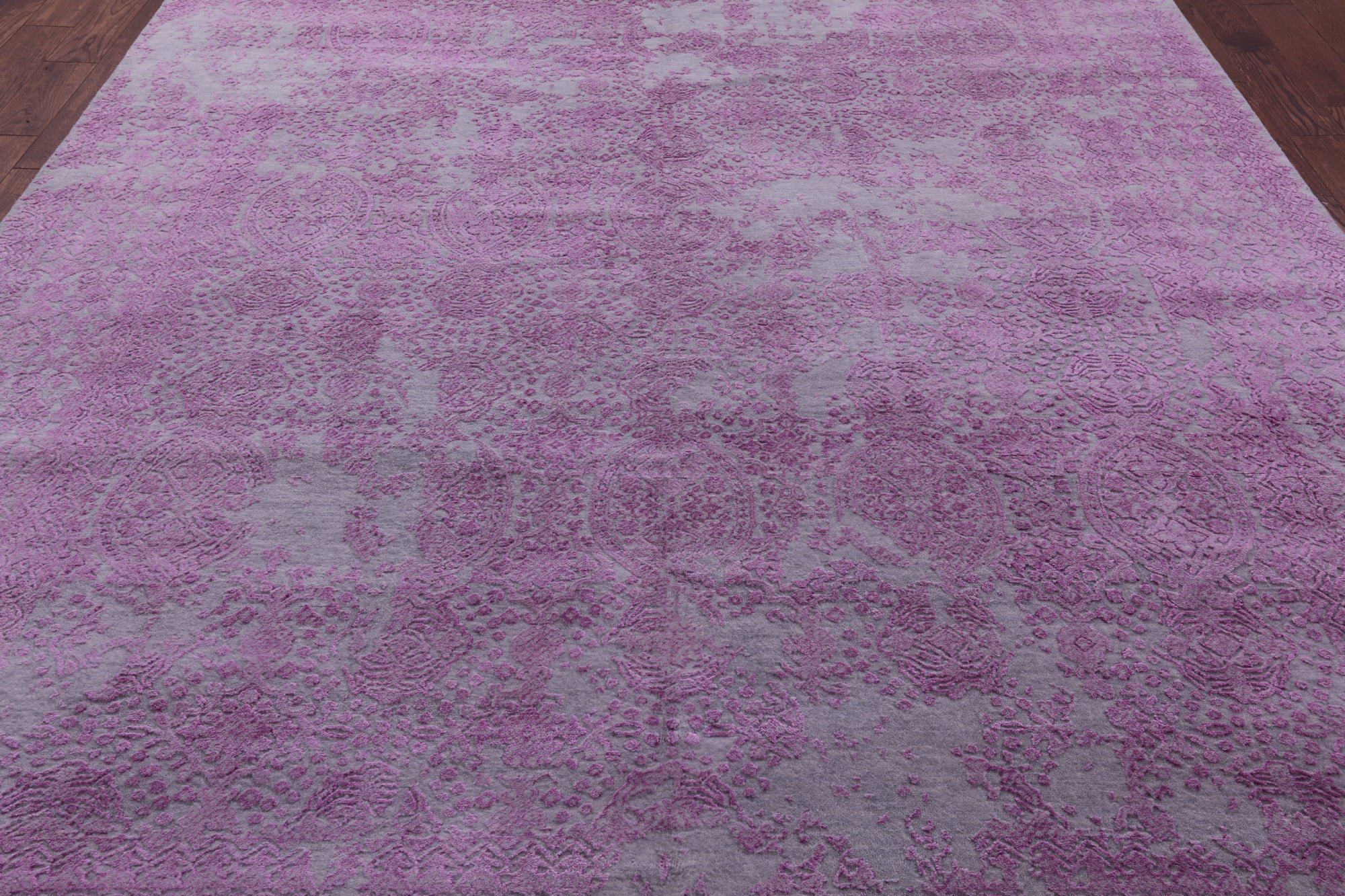 SUPER SALE Grey Modern Handmade Wool & Silk Rug - 8' 10" X 12' 4"