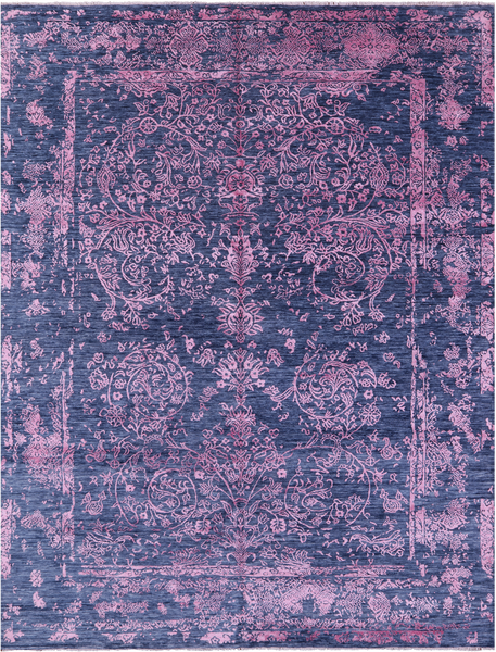 Modern Handmade Wool & Silk Rug - 9' 1" X 12' 1" - Golden Nile