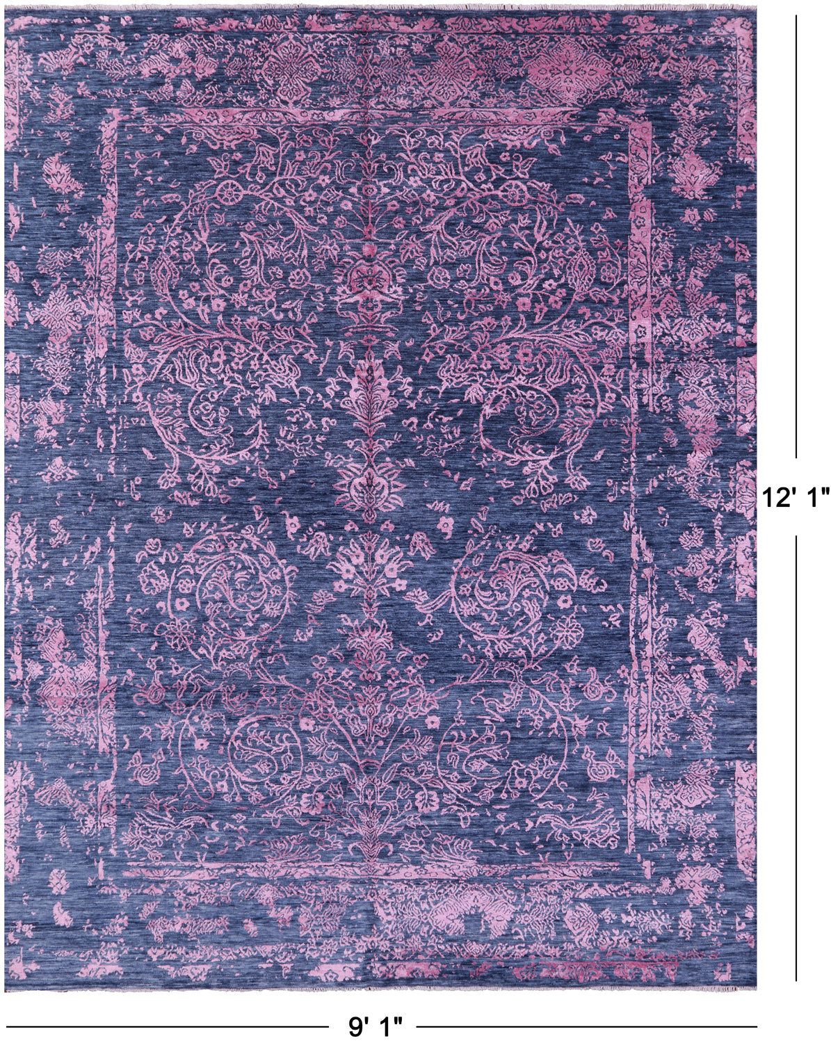 Modern Handmade Wool & Silk Rug - 9' 1" X 12' 1" - Golden Nile