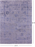 Grey Modern Handmade Wool & Silk Rug - 8' 11" X 12' 3" - Golden Nile