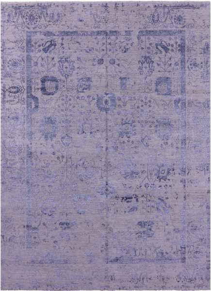 Grey Modern Handmade Wool & Silk Rug - 8' 11" X 12' 3" - Golden Nile
